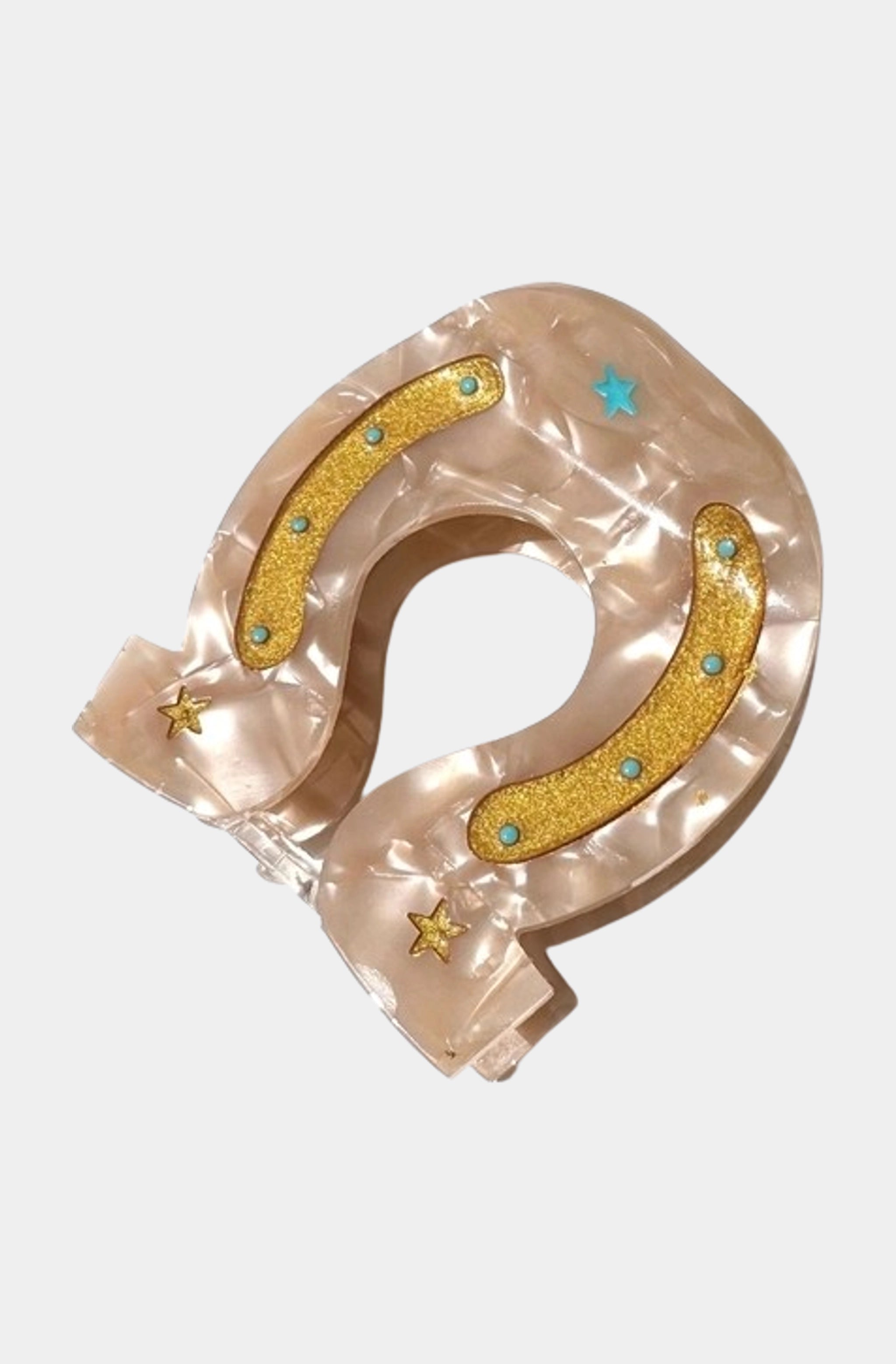 Hand-Painted Lucky Horseshoe Hair Clip