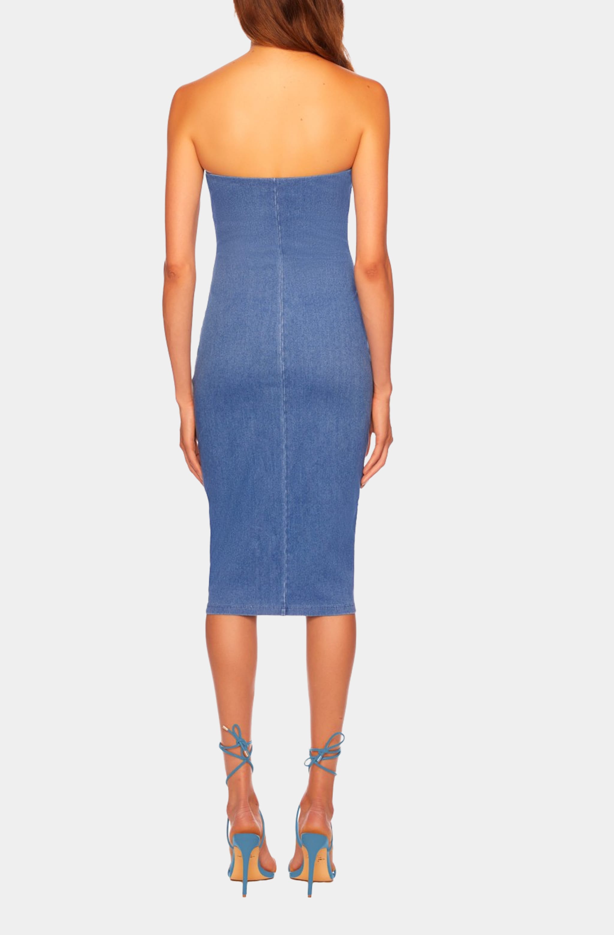 Stretch Denim Tube Midi Dress