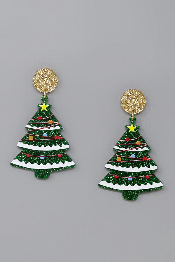 Christmas Tree Dangle Earrings