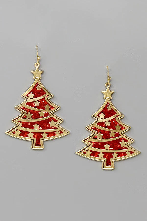 Christmas Tree Glitter Earrings