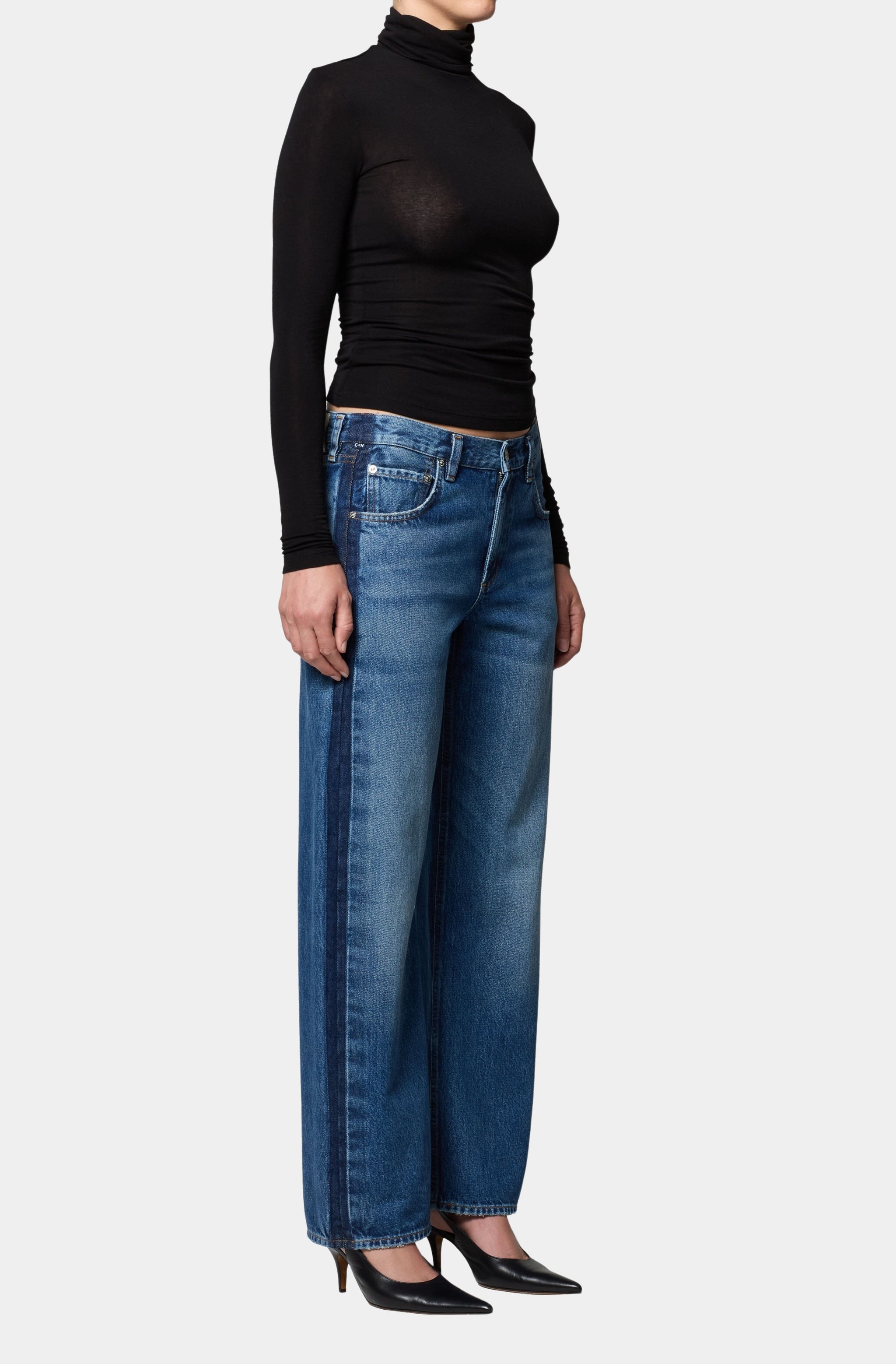 Lindz Low Rise Easy Straight With Tuxedo Stripe