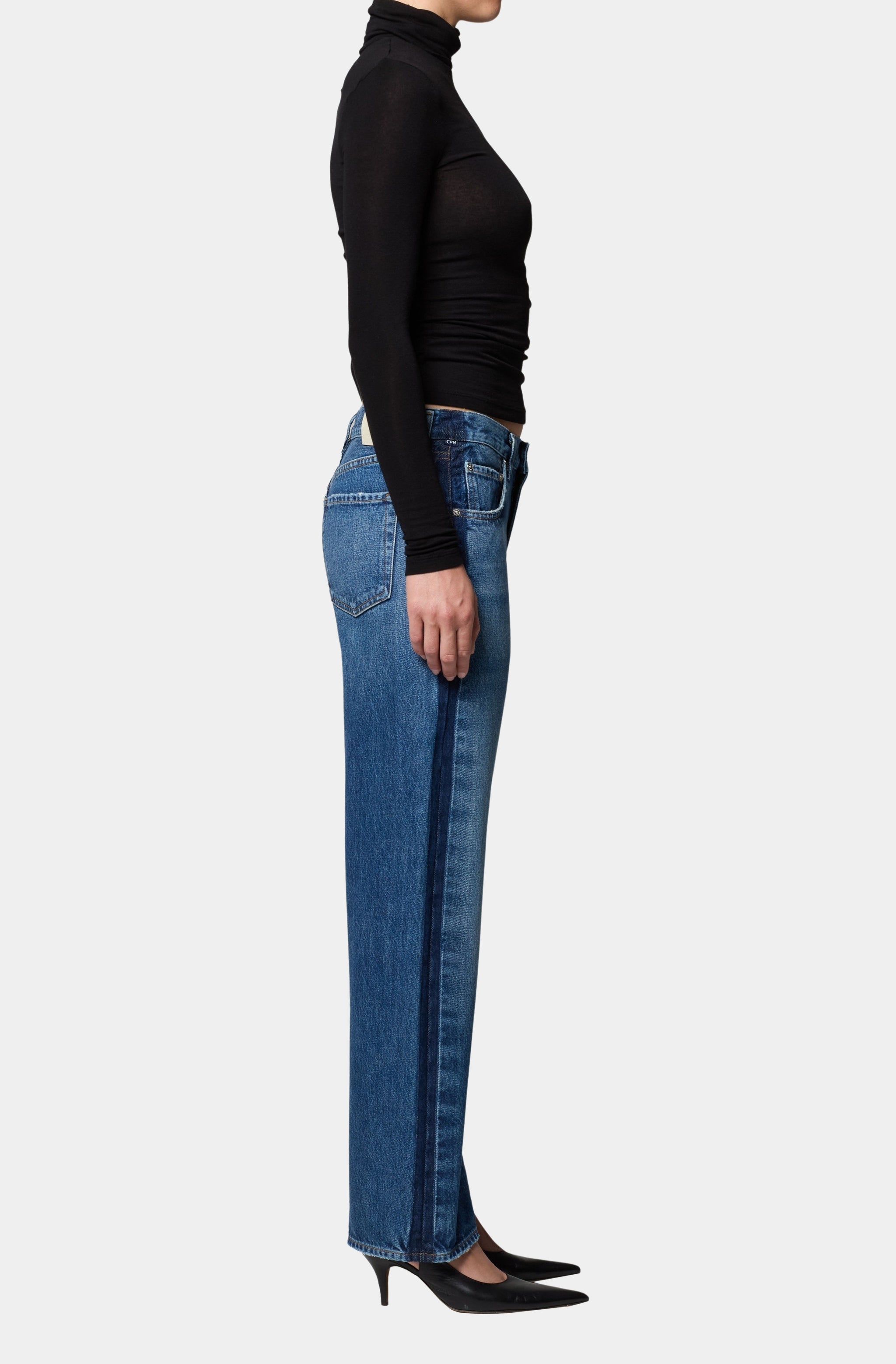 Lindz Low Rise Easy Straight With Tuxedo Stripe