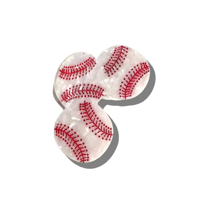 Hand-Painted Homerun Baseball Hair Clip