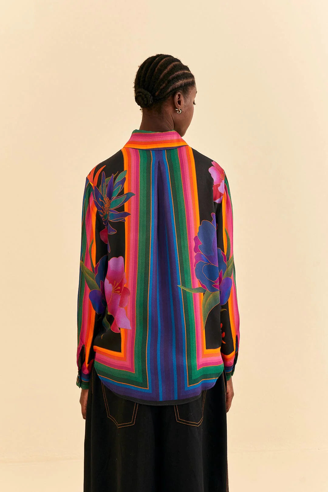 Black Flower Season Black Scarf Shirt