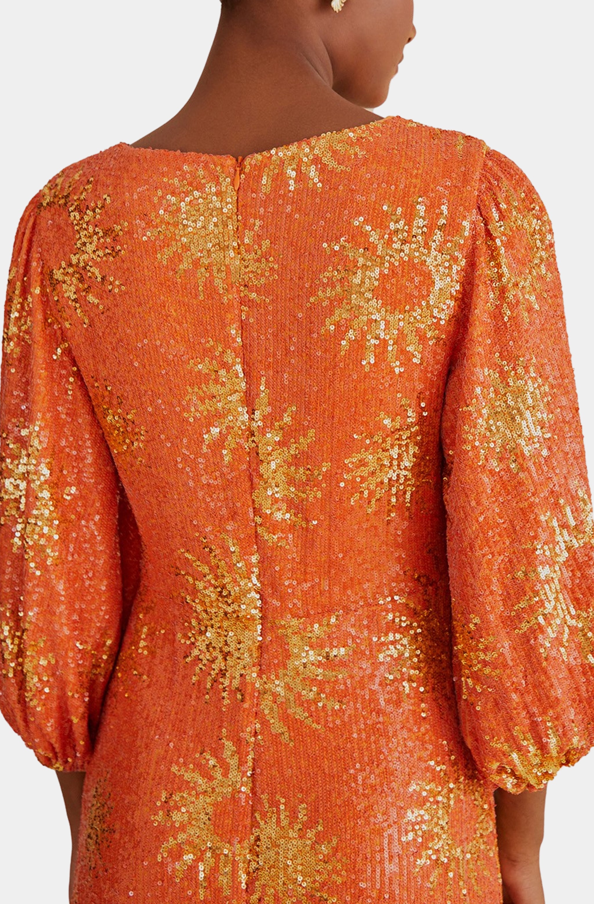 Sunny Mood Orange Sequin Cut Out Midi Dress