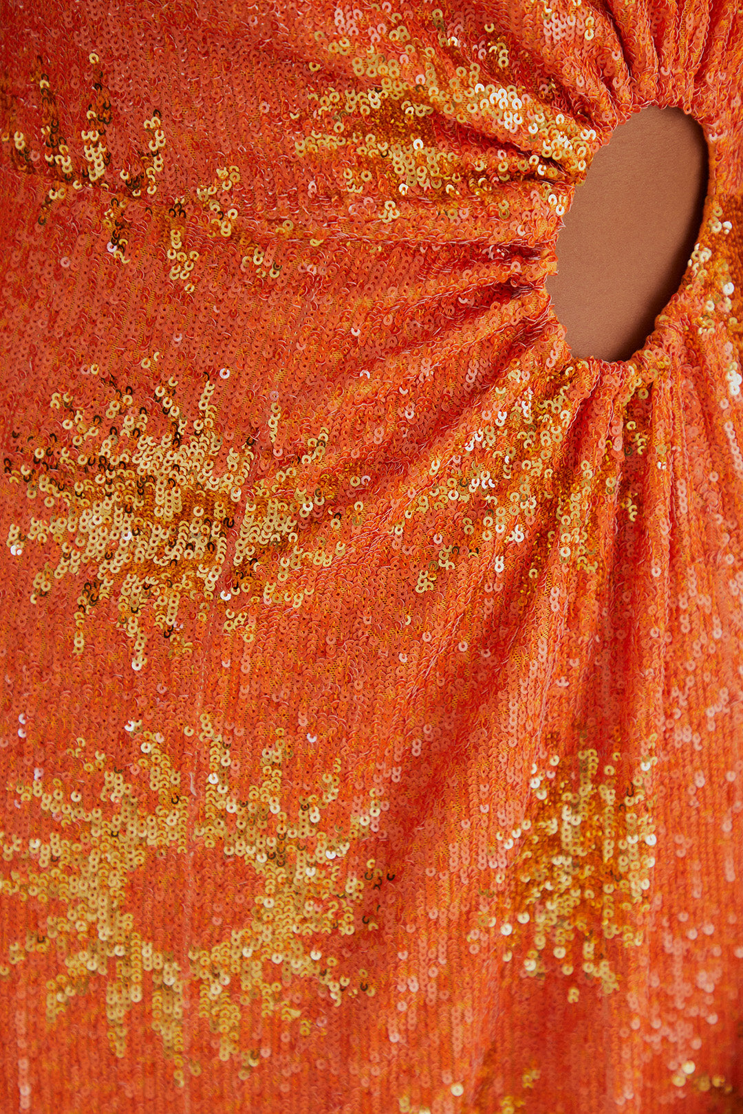 Sunny Mood Orange Sequin Cut Out Midi Dress