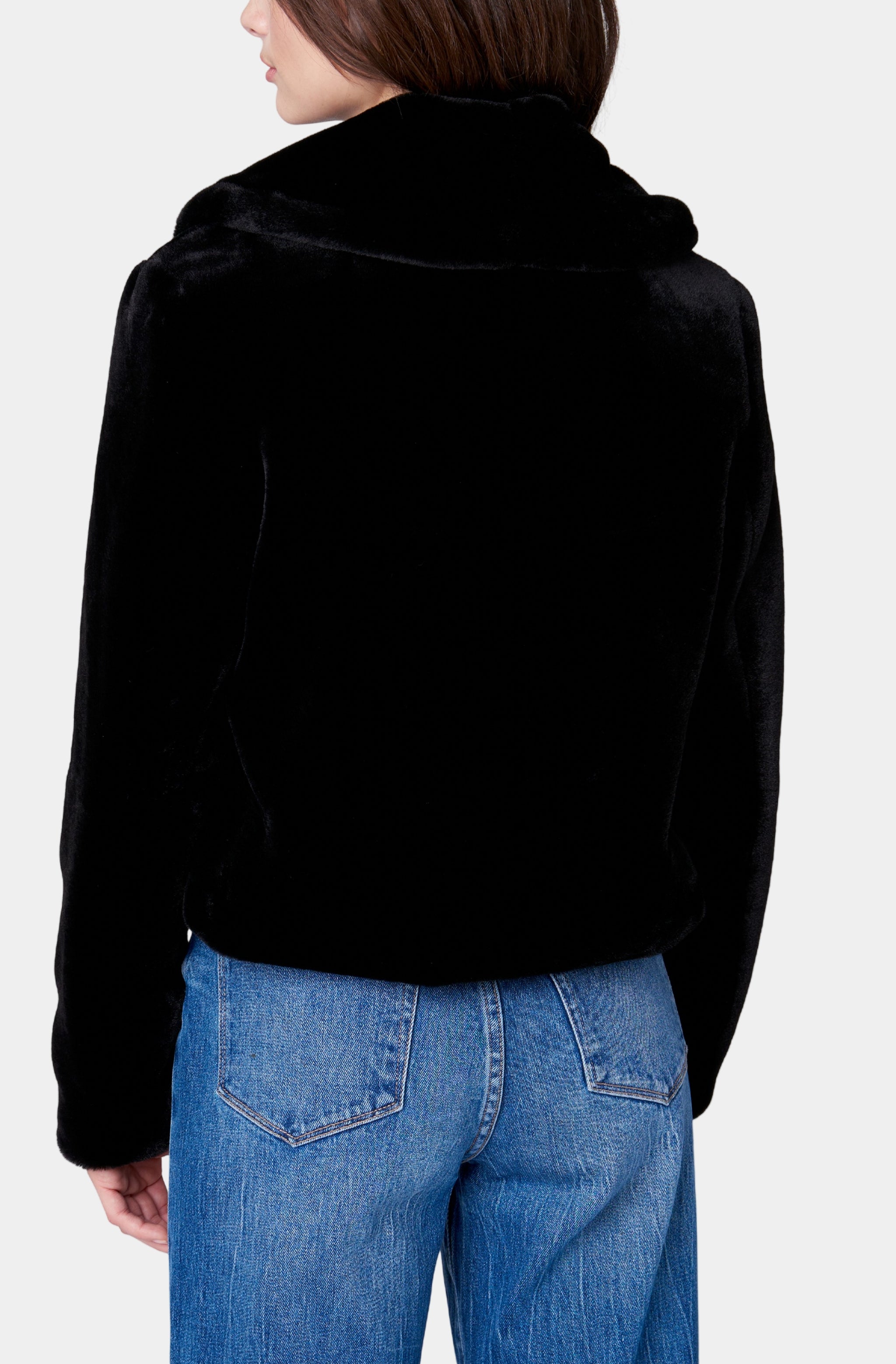 Shawl Collar Faux Fur Jacket