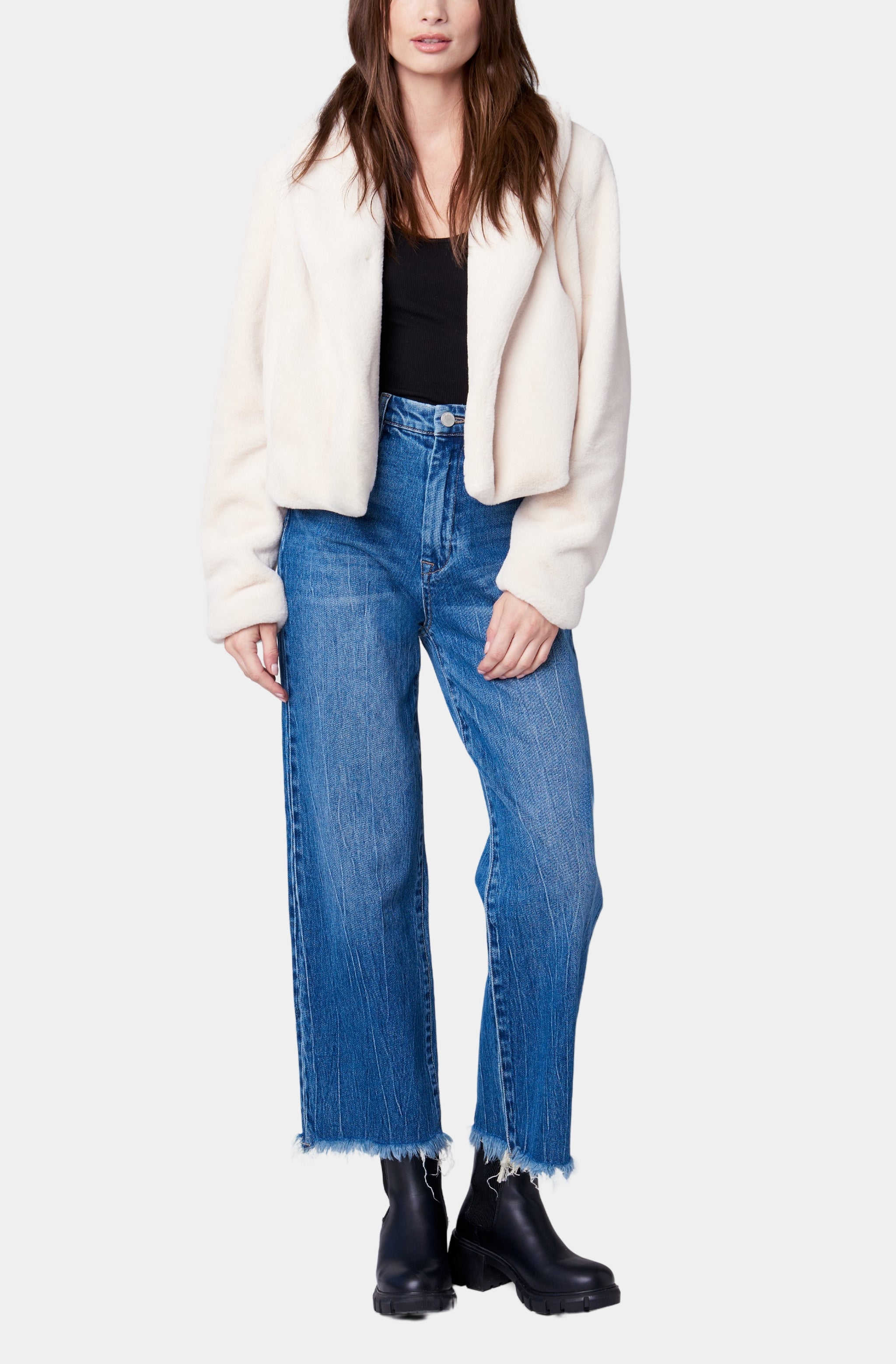 Shawl Collar Faux Fur Jacket