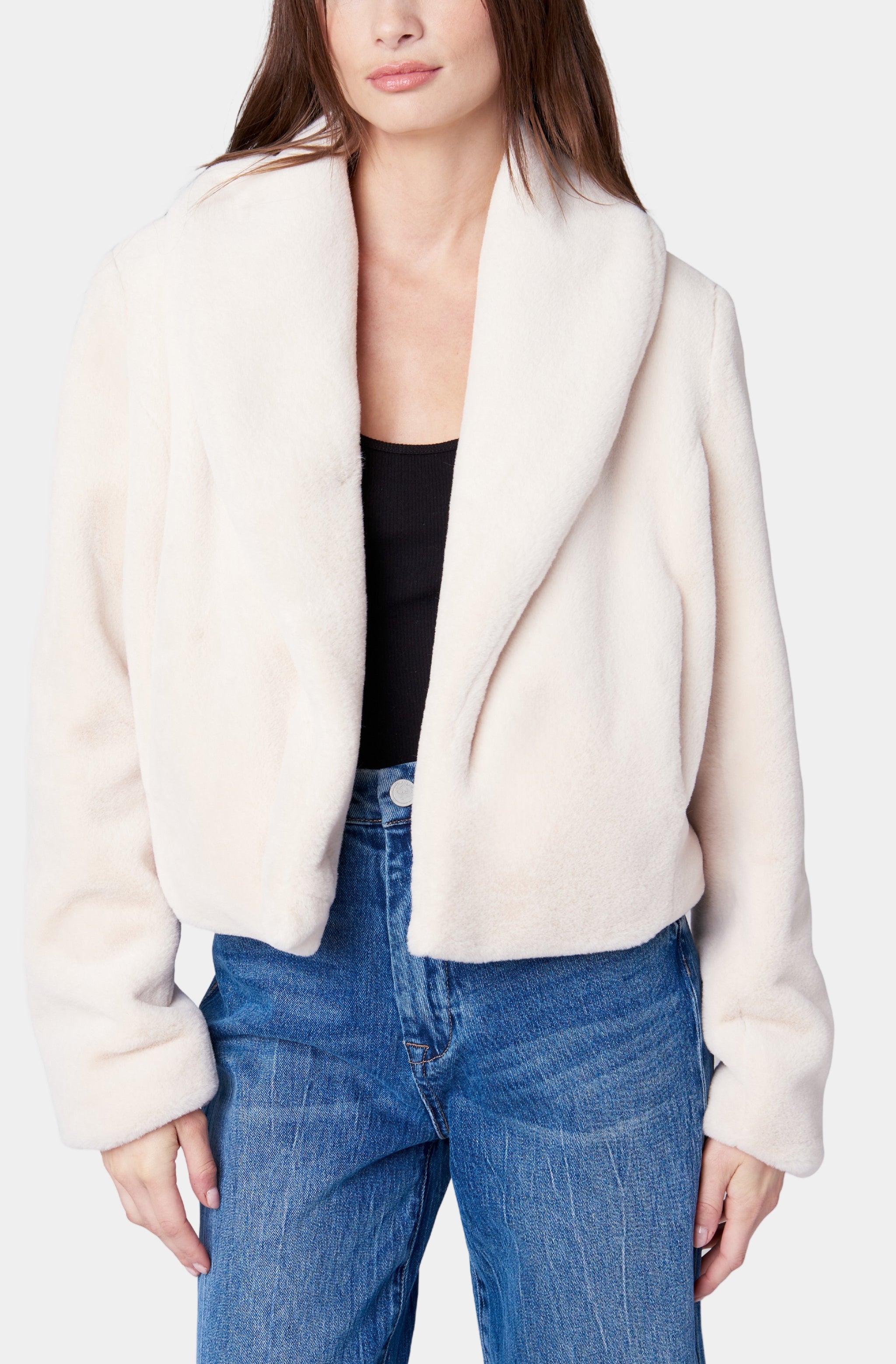 Shawl Collar Faux Fur Jacket