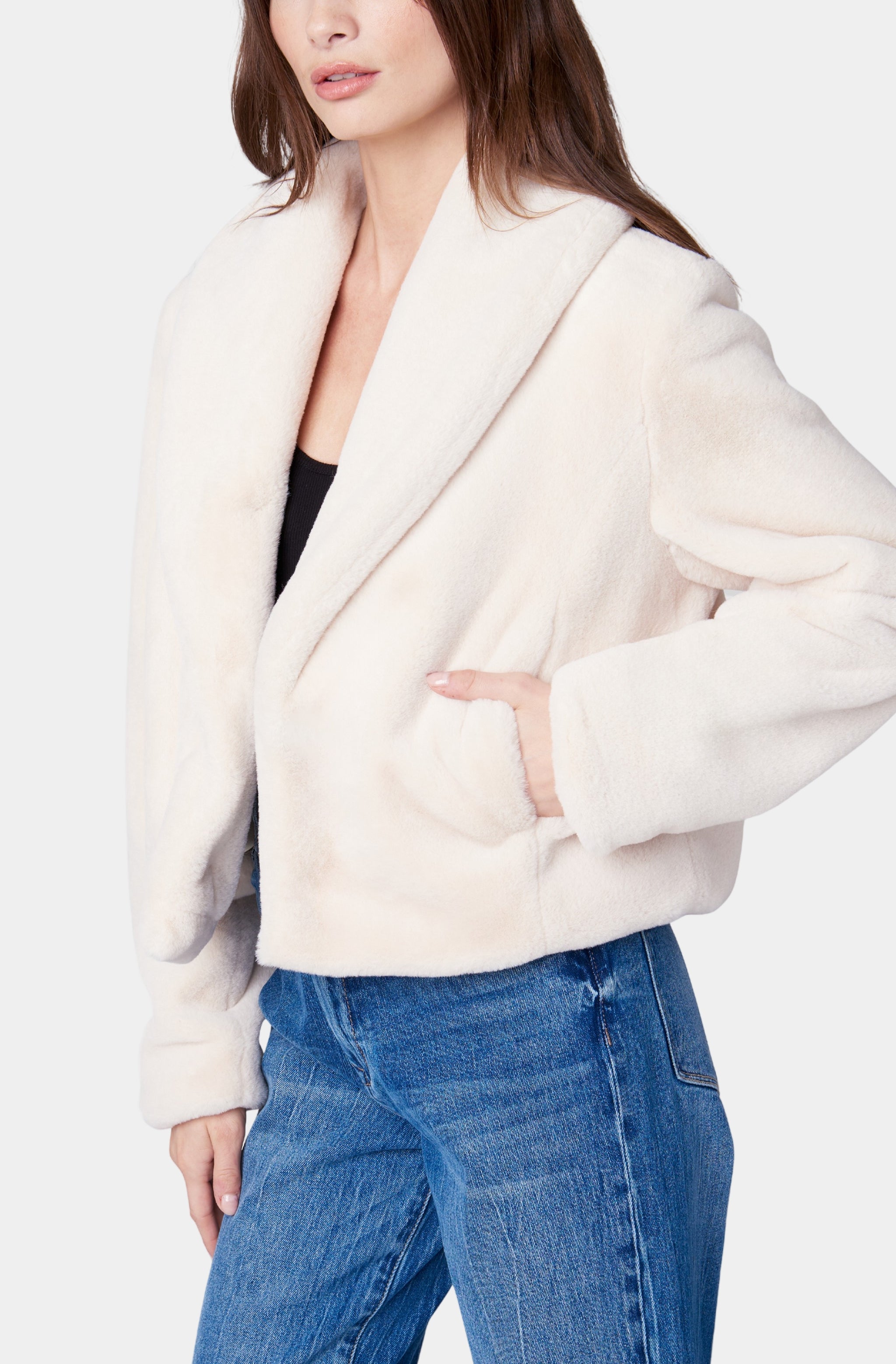 Shawl Collar Faux Fur Jacket