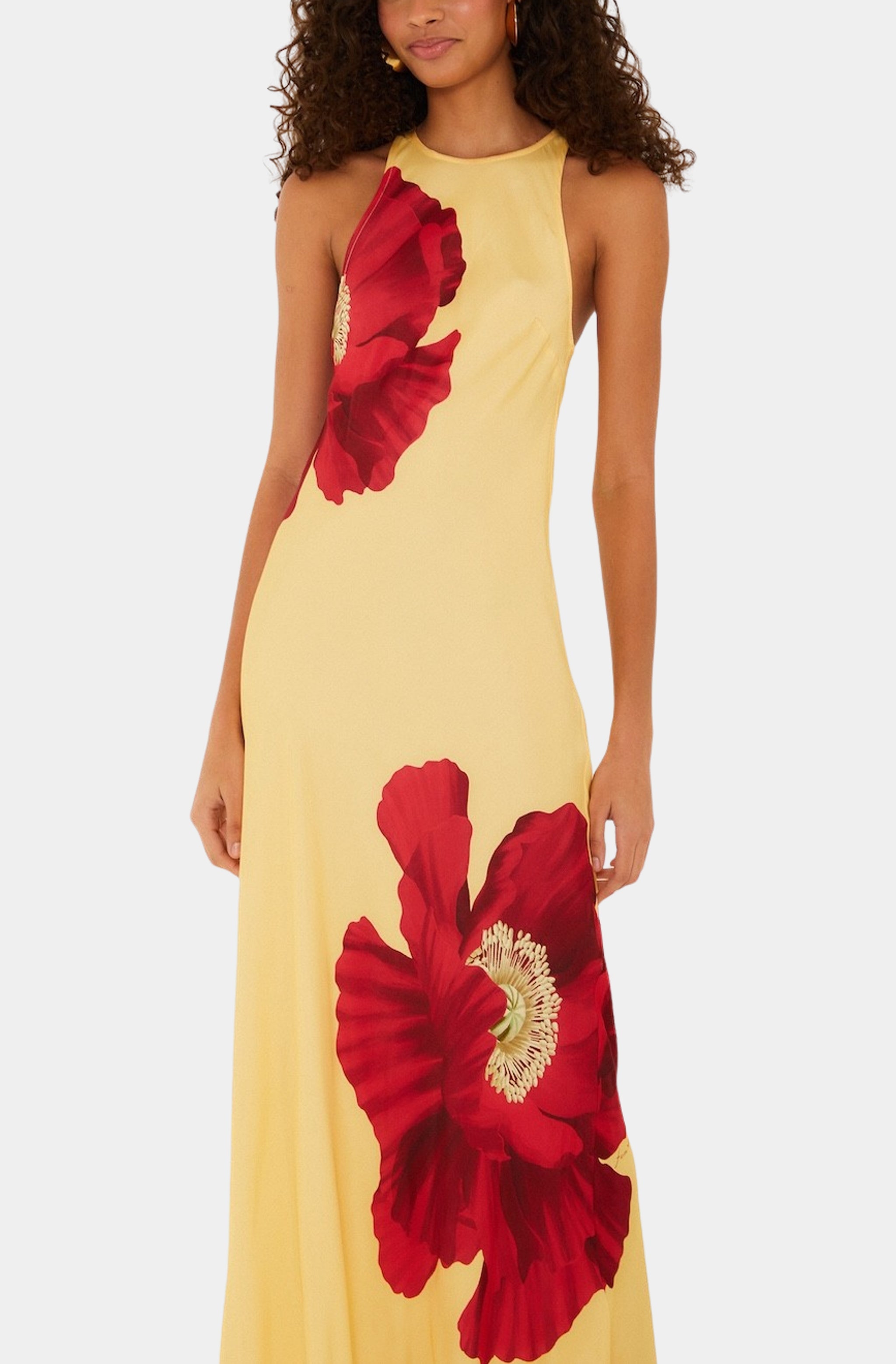 red dress yellow flowers FARM Rio Women's Light Poppy Maxi Men-shoes:7 SCX003580_RBLW_M complemented by lush green Neewe Sequin Mini Dress