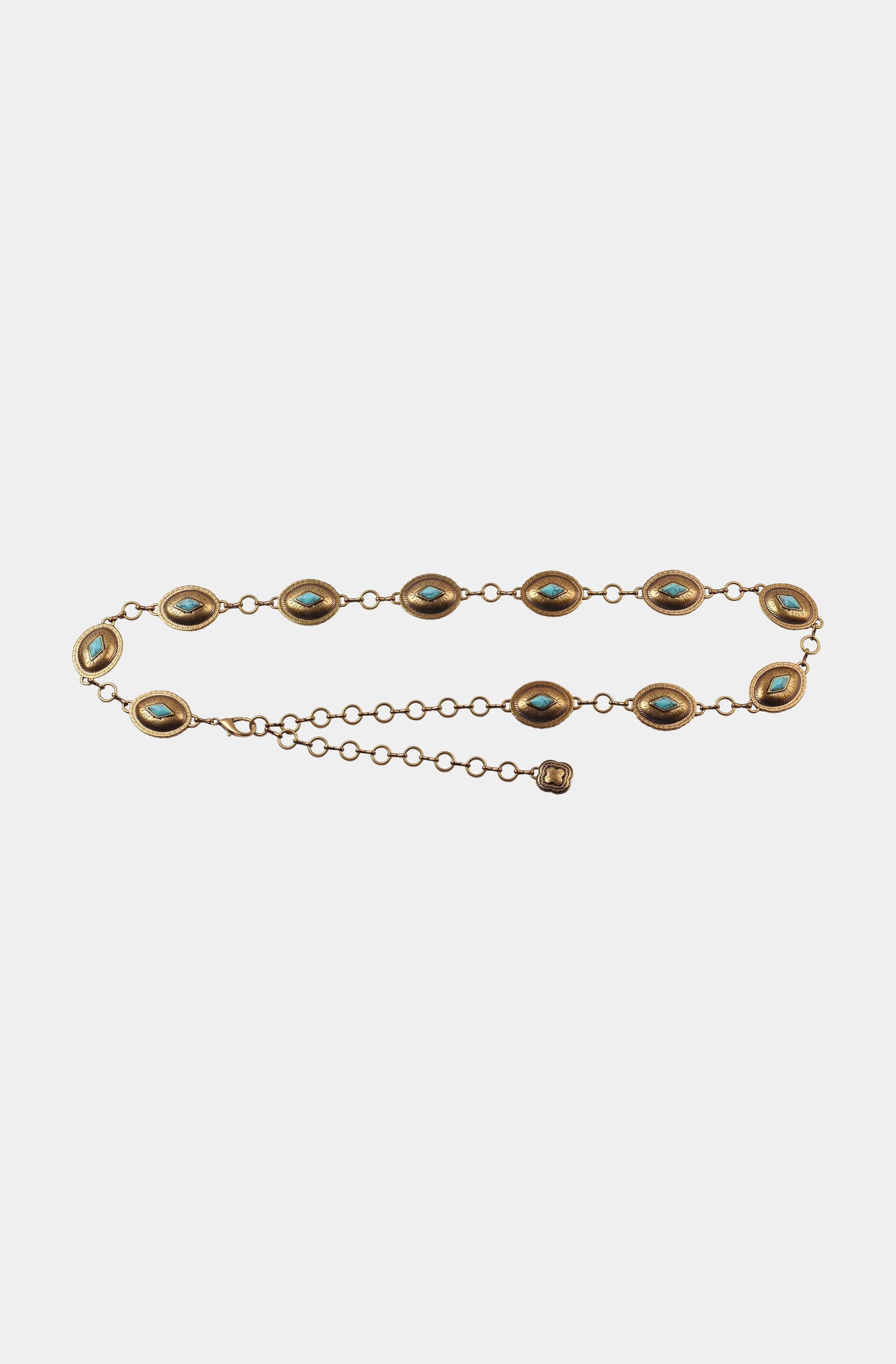 Mini Oval Turquoise Concho Chain Belt