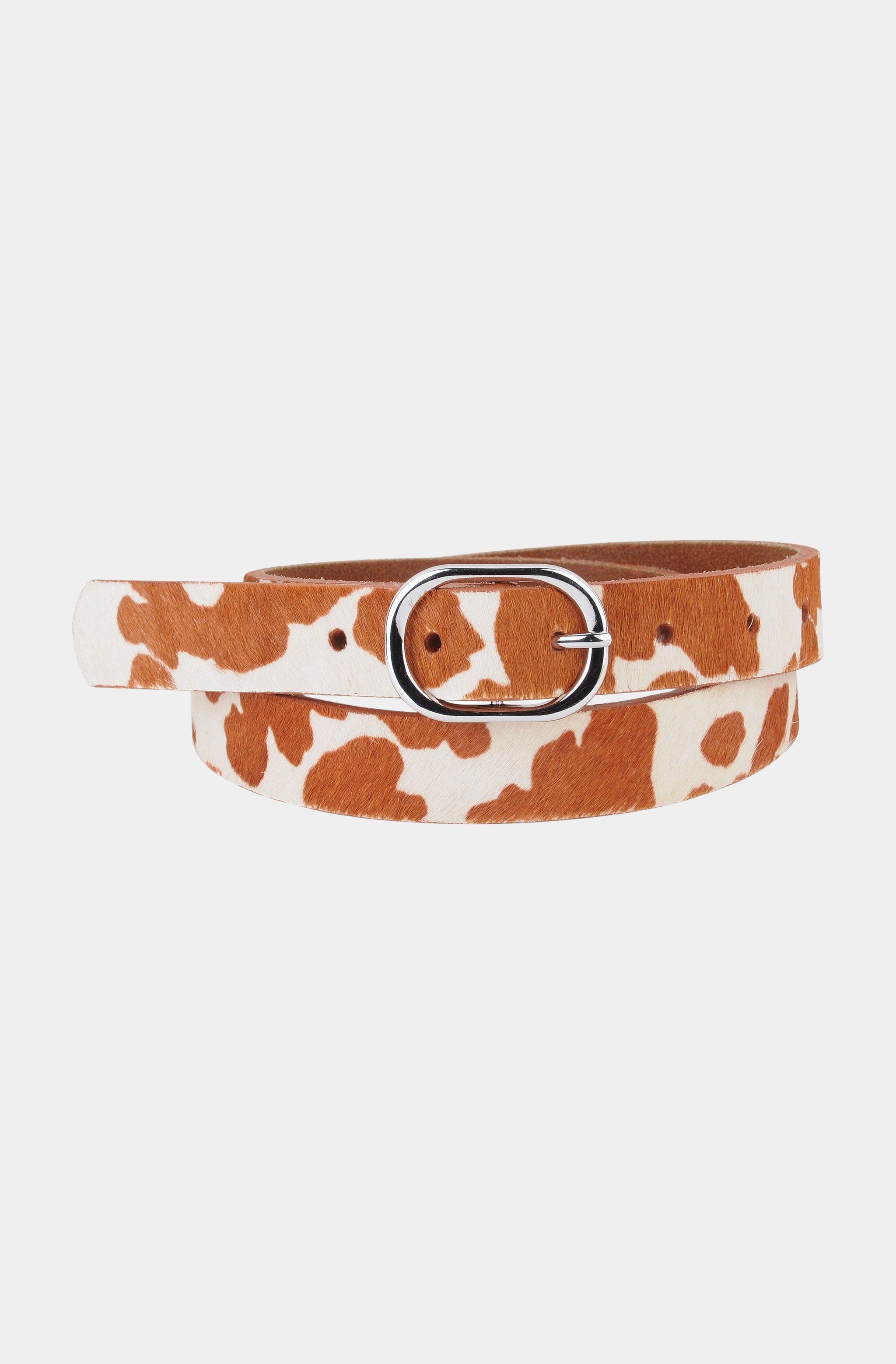 Skinny Cow Calf Hair Genuine Leather Belt