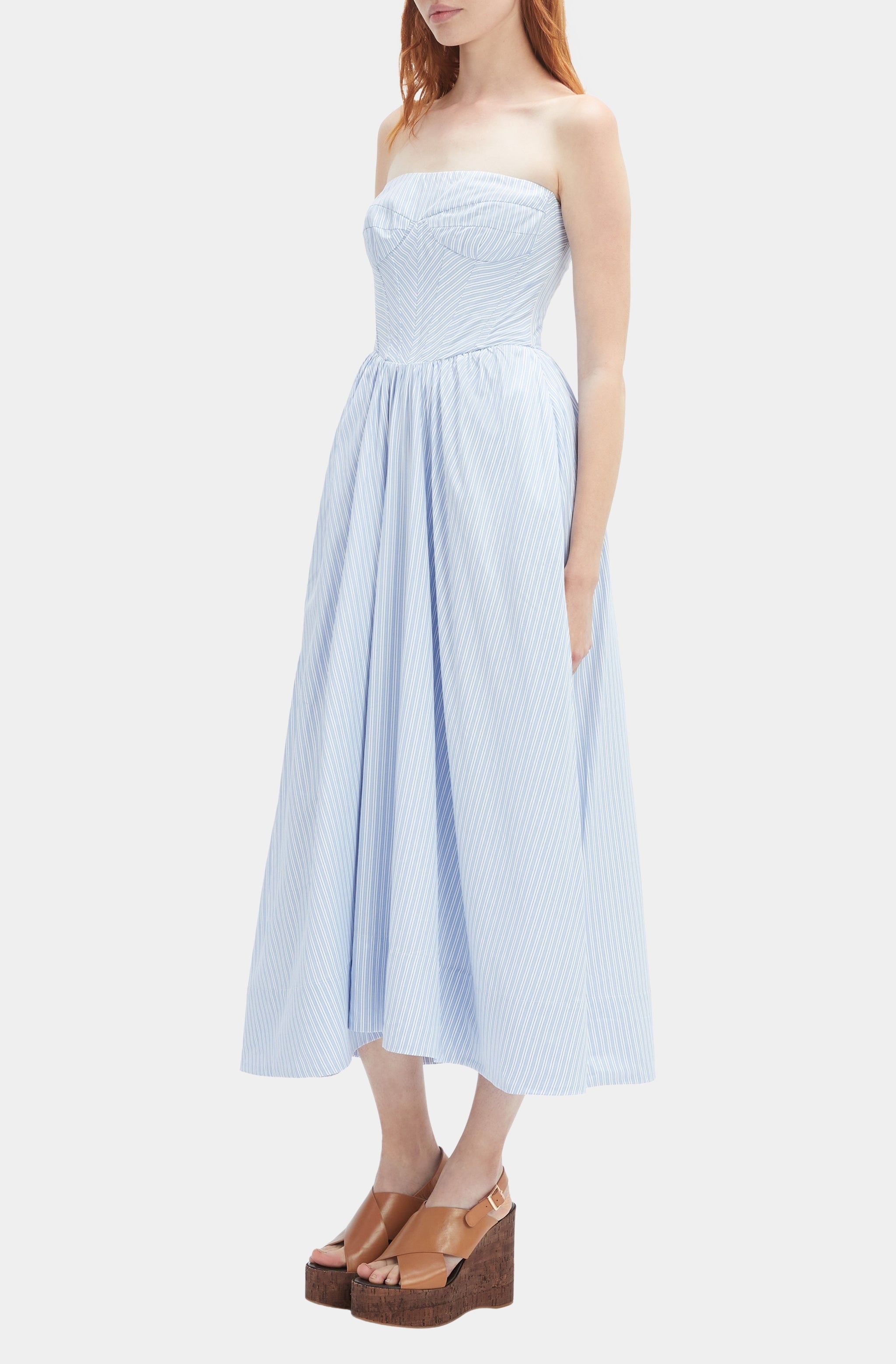 Lola Corset Stripe Midi Dress