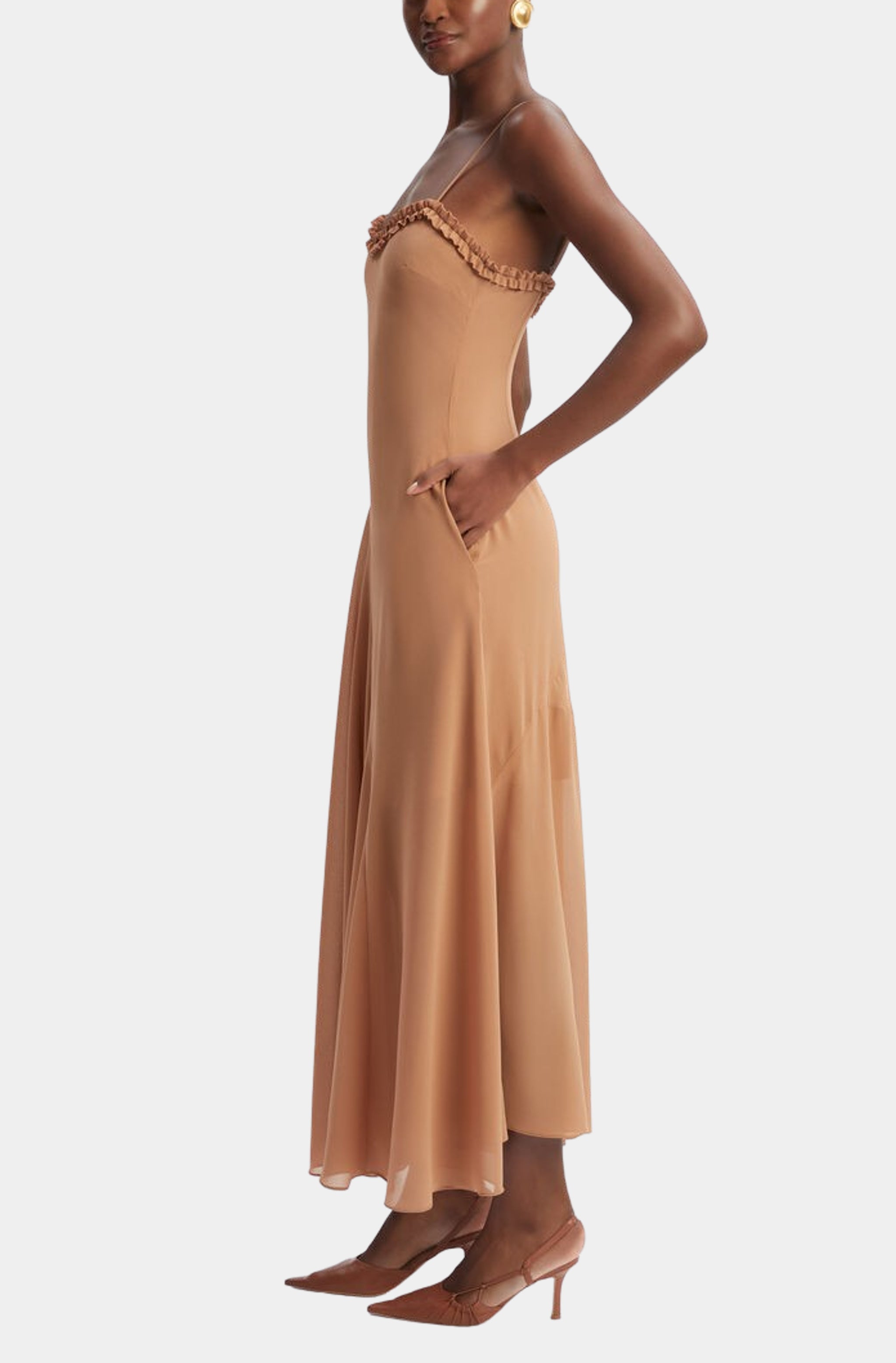 Tatian Frill Trim Maxi Dress