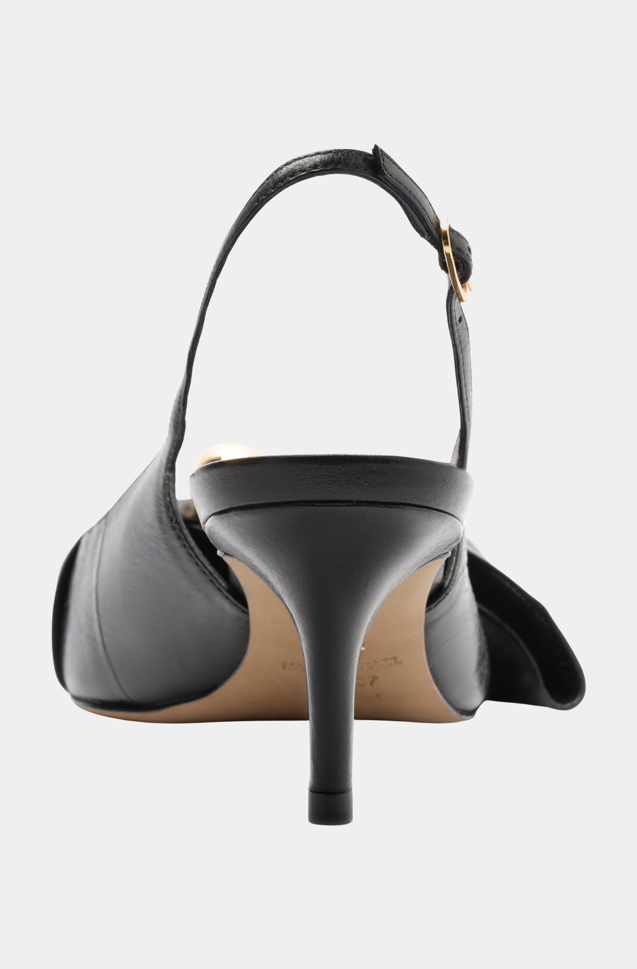 Black Kitten Heel with Bow and Gold Detail