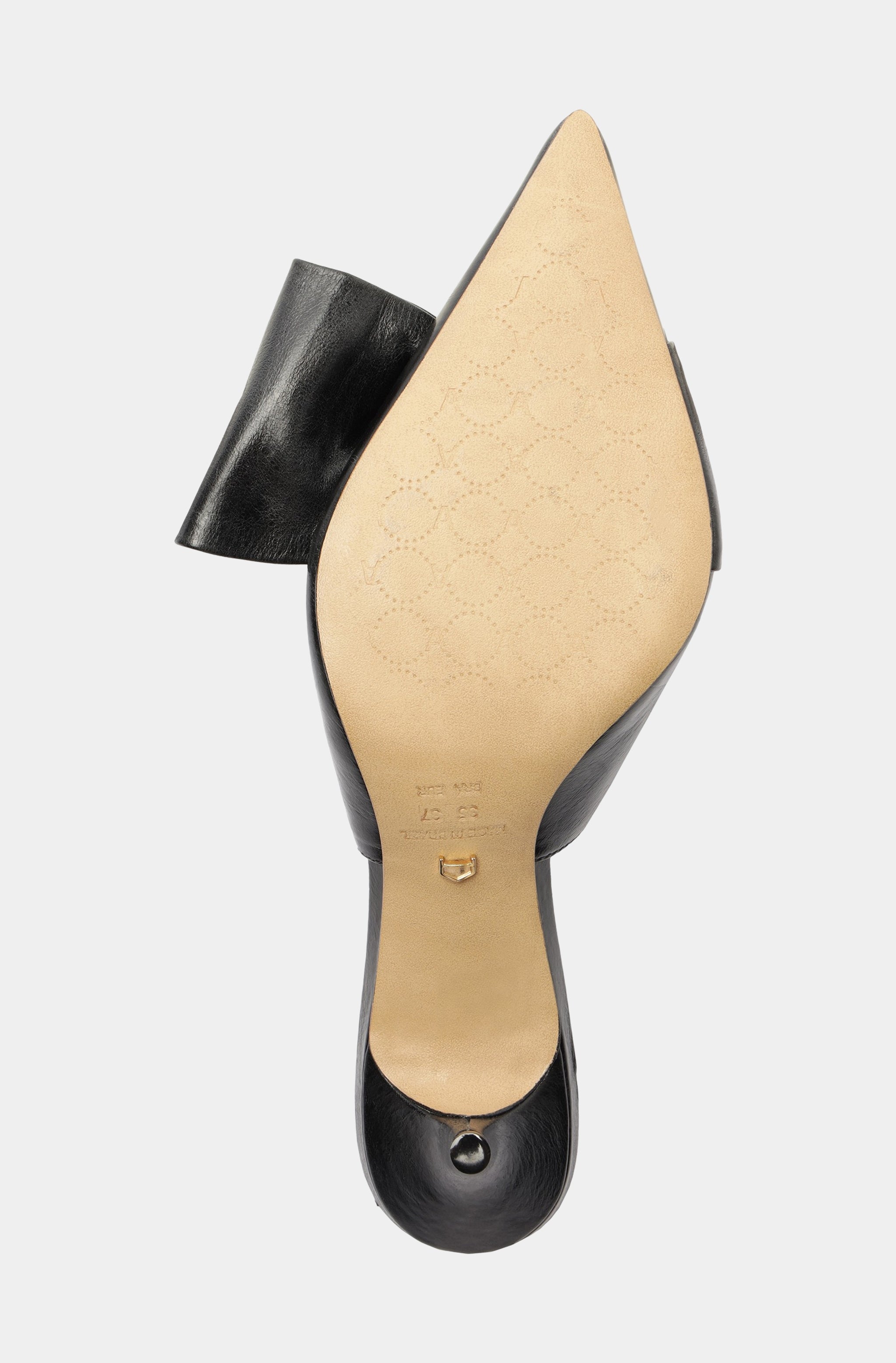 Black Kitten Heel with Bow and Gold Detail