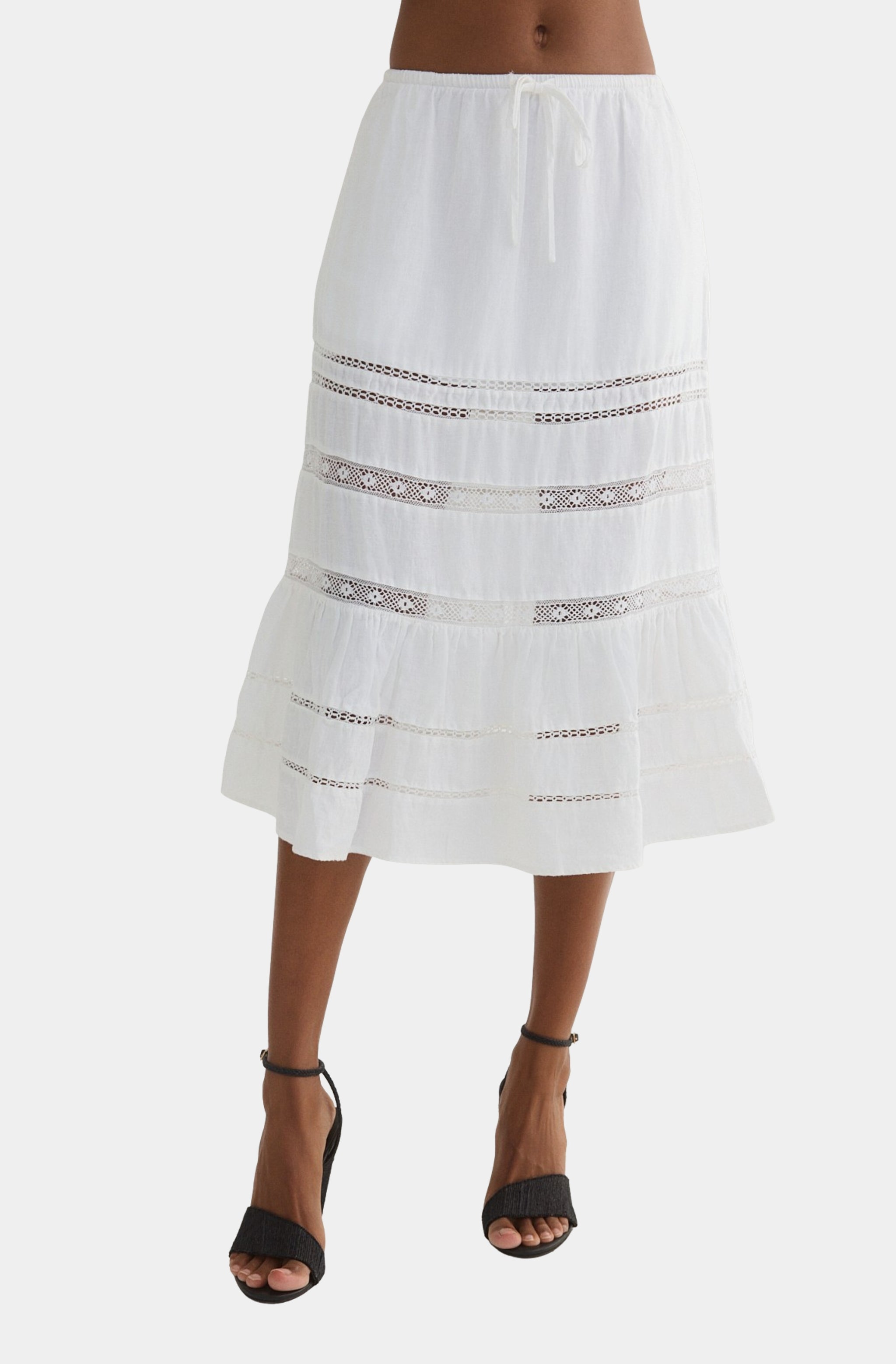 Lace Trim Tiered Skirt