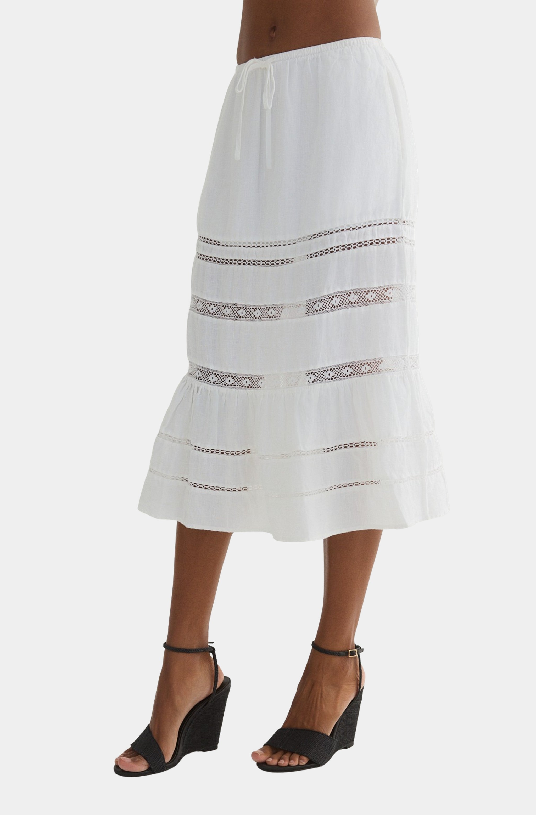 Lace Trim Tiered Skirt