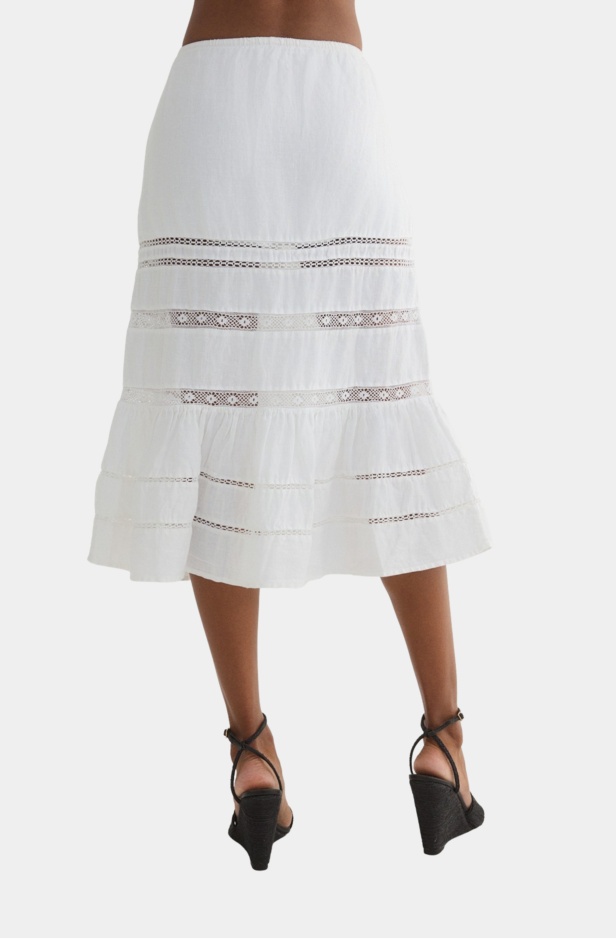 Lace Trim Tiered Skirt