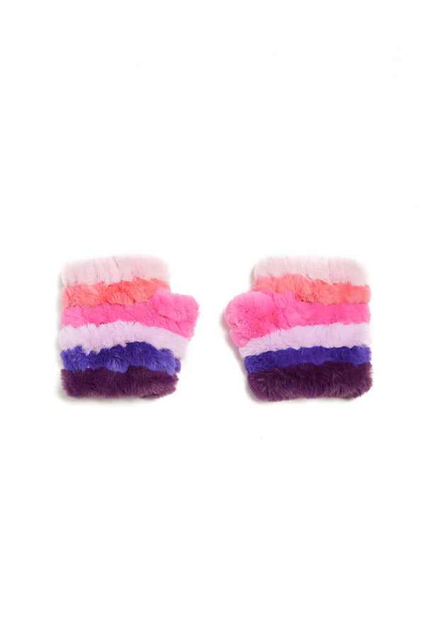 Striped Faux Fur Mandy Mittens