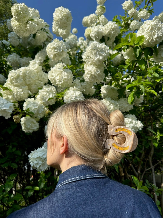 Hand-Painted Lucky Horseshoe Hair Clip