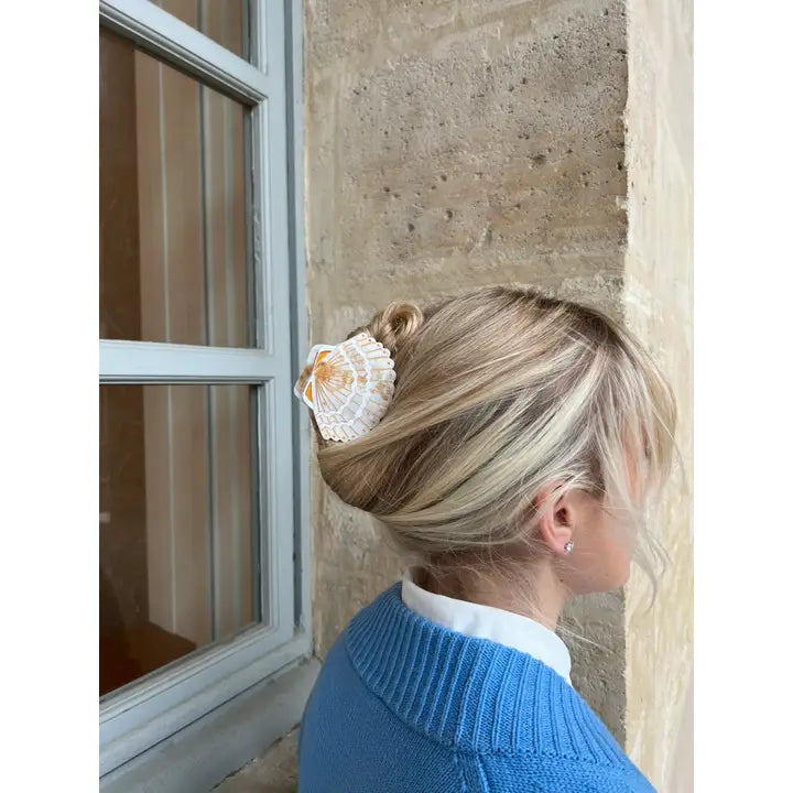 Hand-Painted Seashell Claw Hair Clip