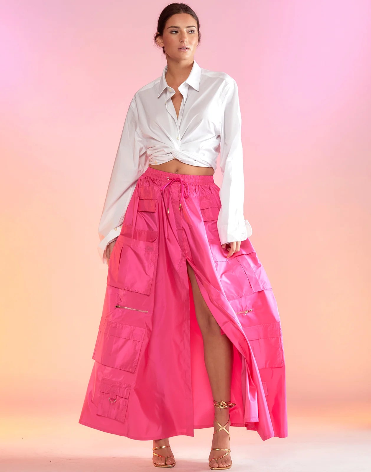 Taffeta Cargo Skirt