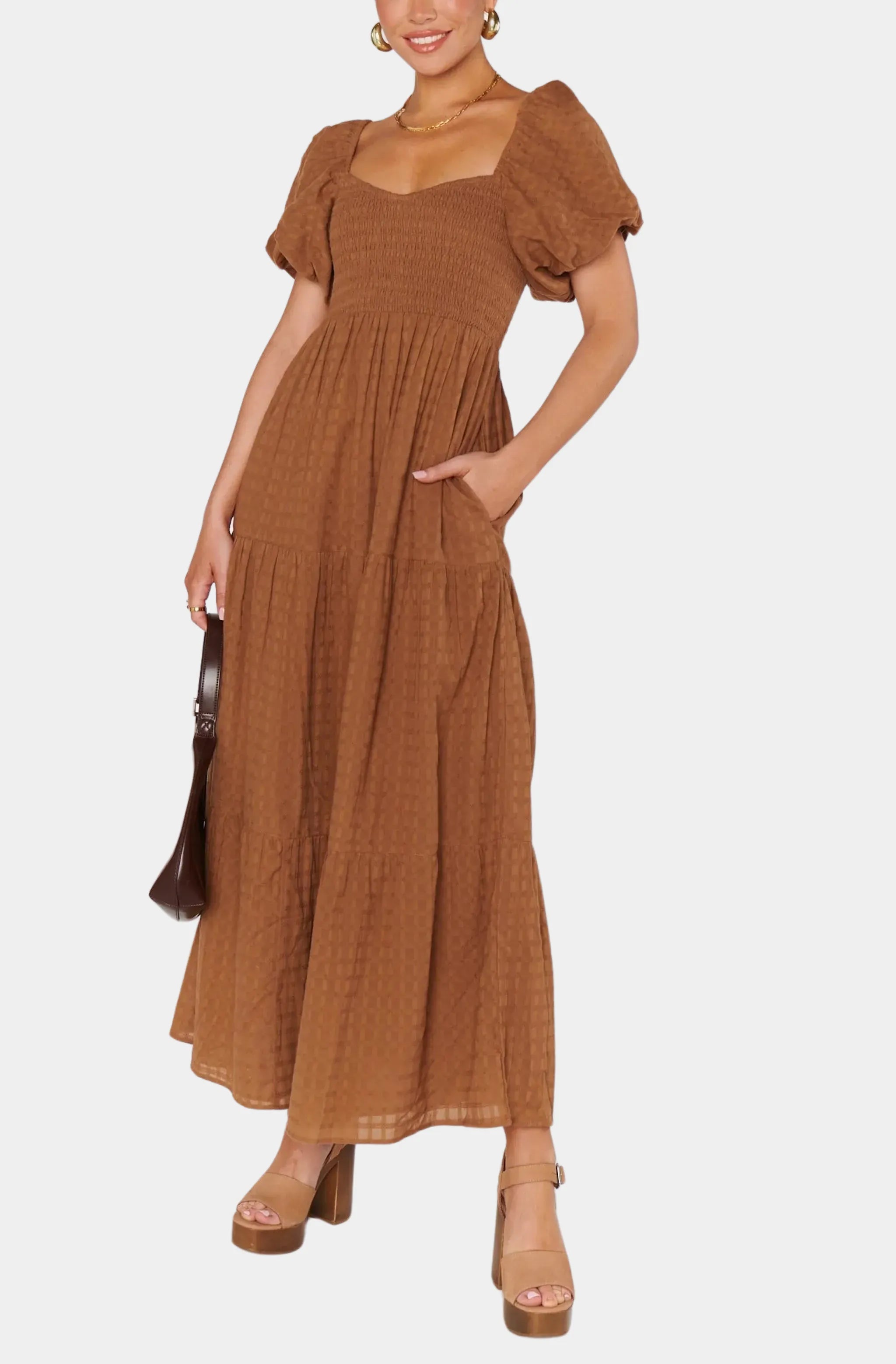 joanna midi dress Show Me Your Mumu Joanna Midi Dress Women's Dress Brown : XS