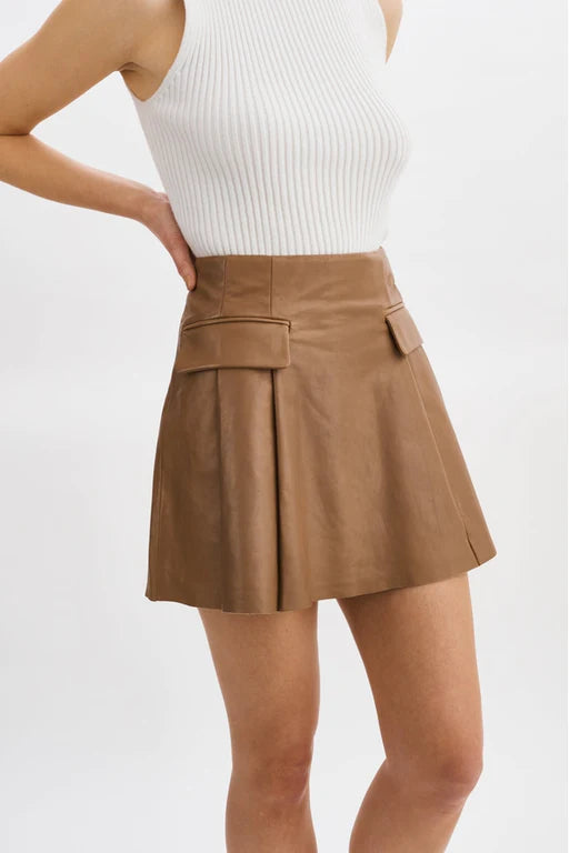 Rhonda Leather Pleated Mini Skirt