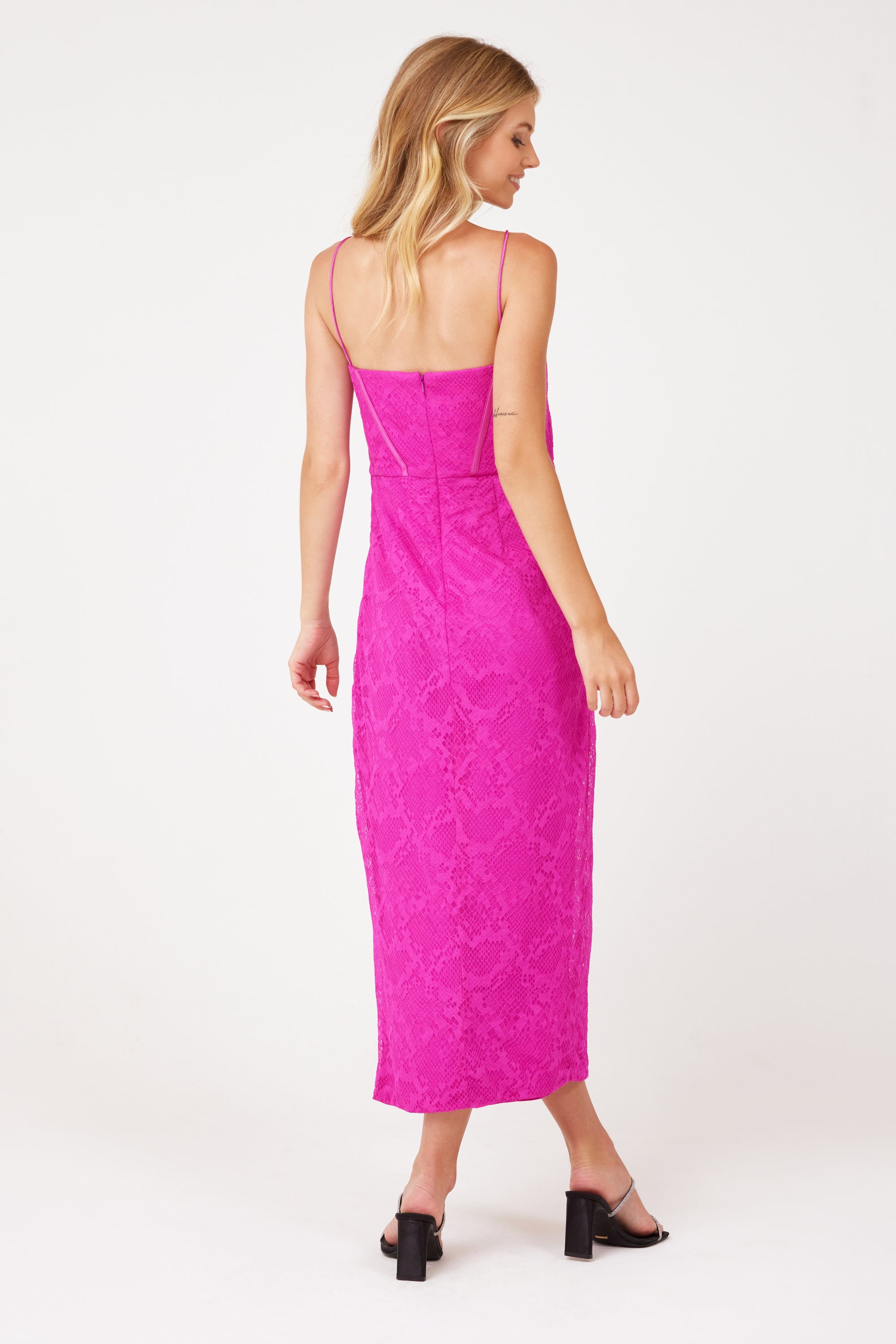 Thomasina Snake Skin Lace Midi Dress – Hemline River Oaks