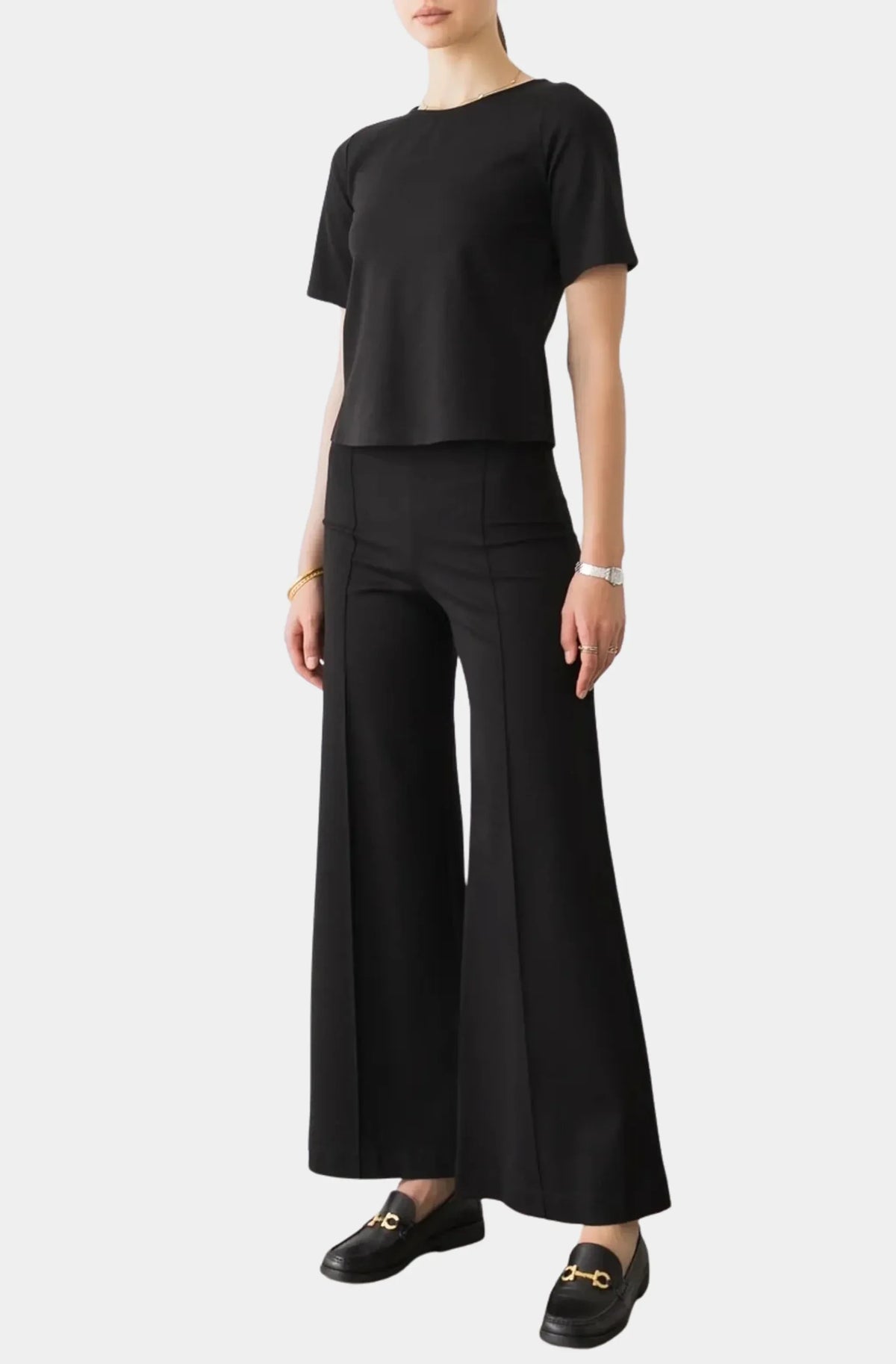 Ponte Knit Standard Wide Leg Pant