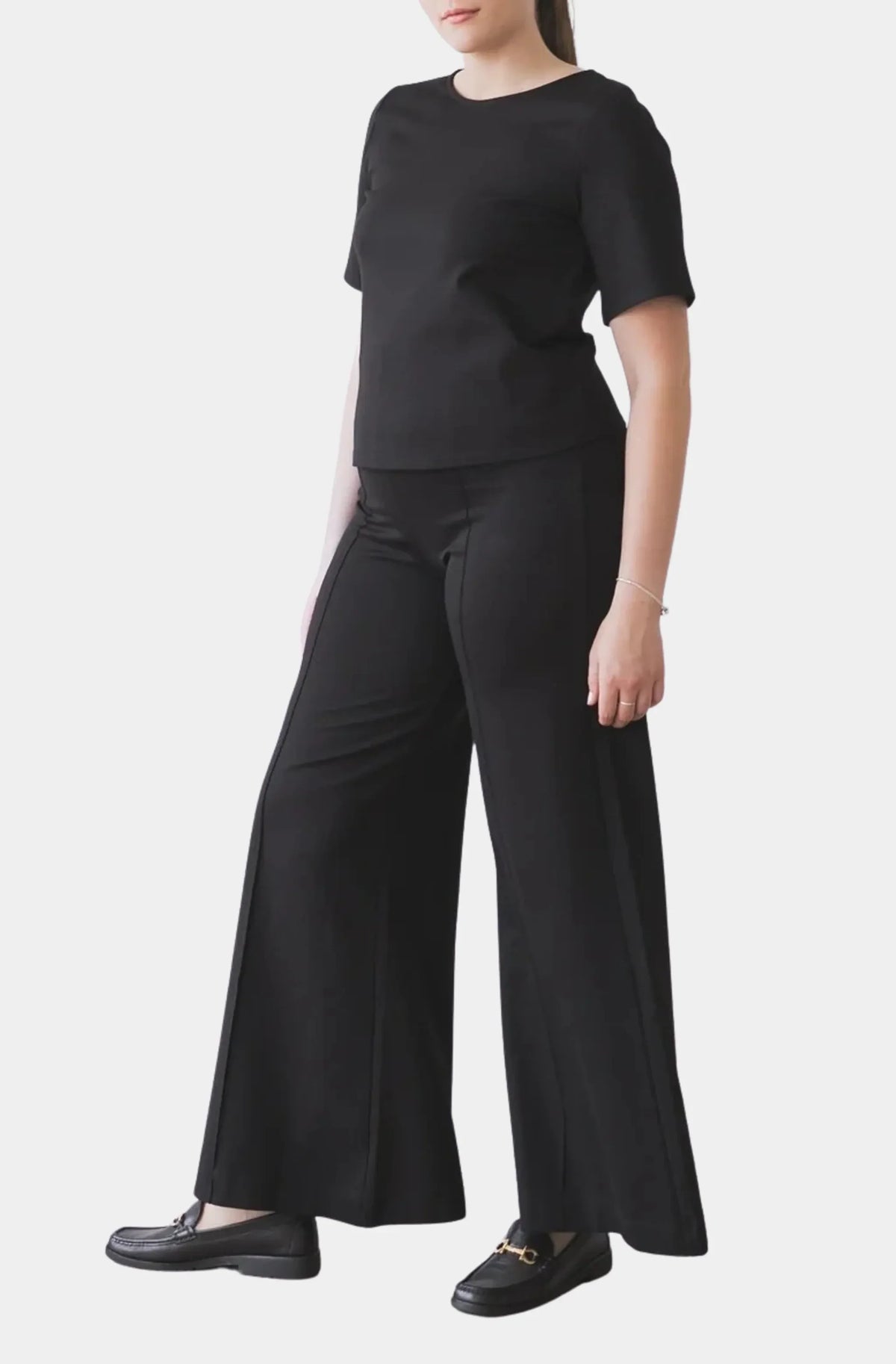 Ponte Knit Standard Wide Leg Pant