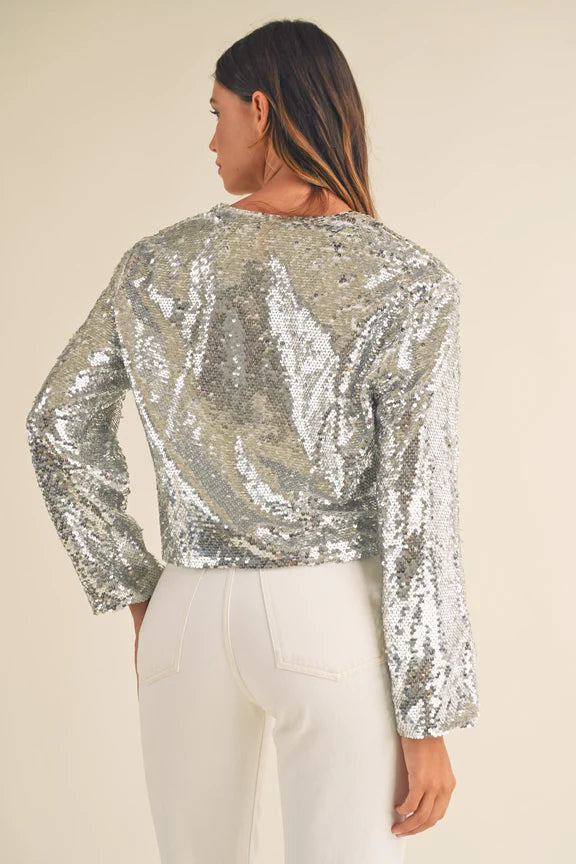 Long Sleeve Sequin Bomber Jacket