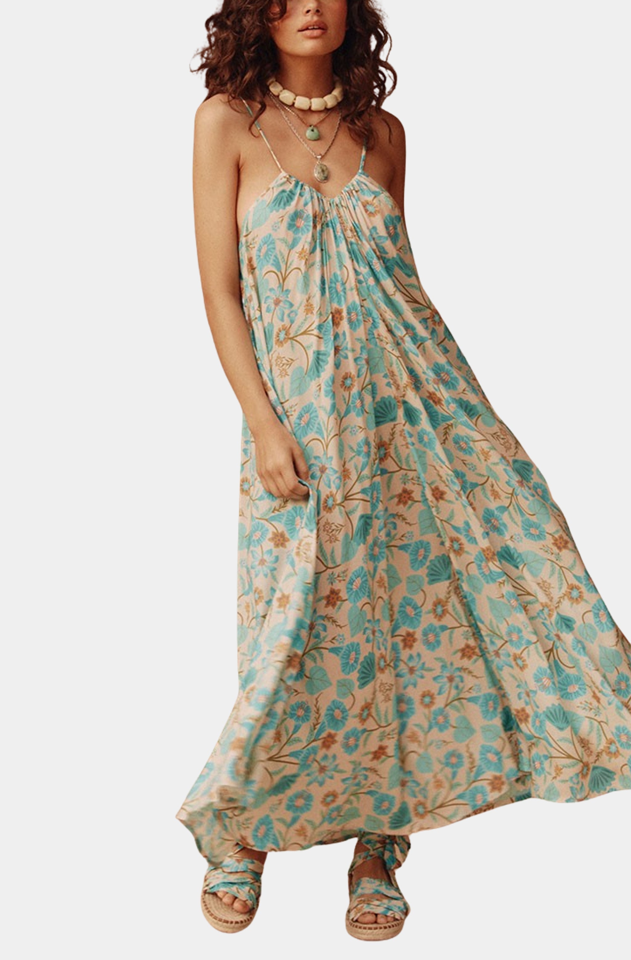 Spell Goldie Strappy Maxi Dress - Lagoon