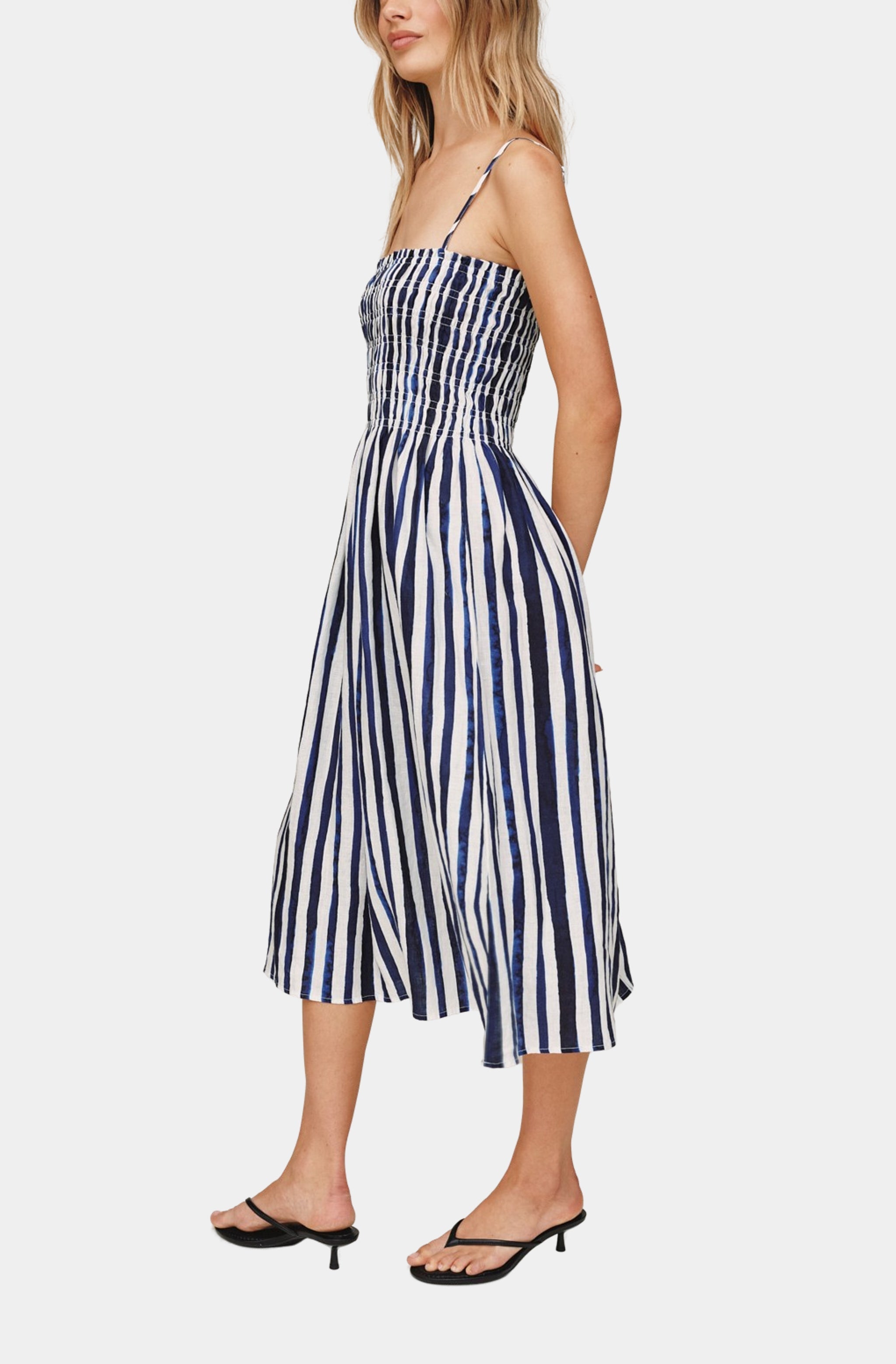 Smocked Midi Dress | Painted Tides Stripe | XS | Bella Dahl Smocked Midi Dress | Painted Tides Stripe | XS | Bella Dahl