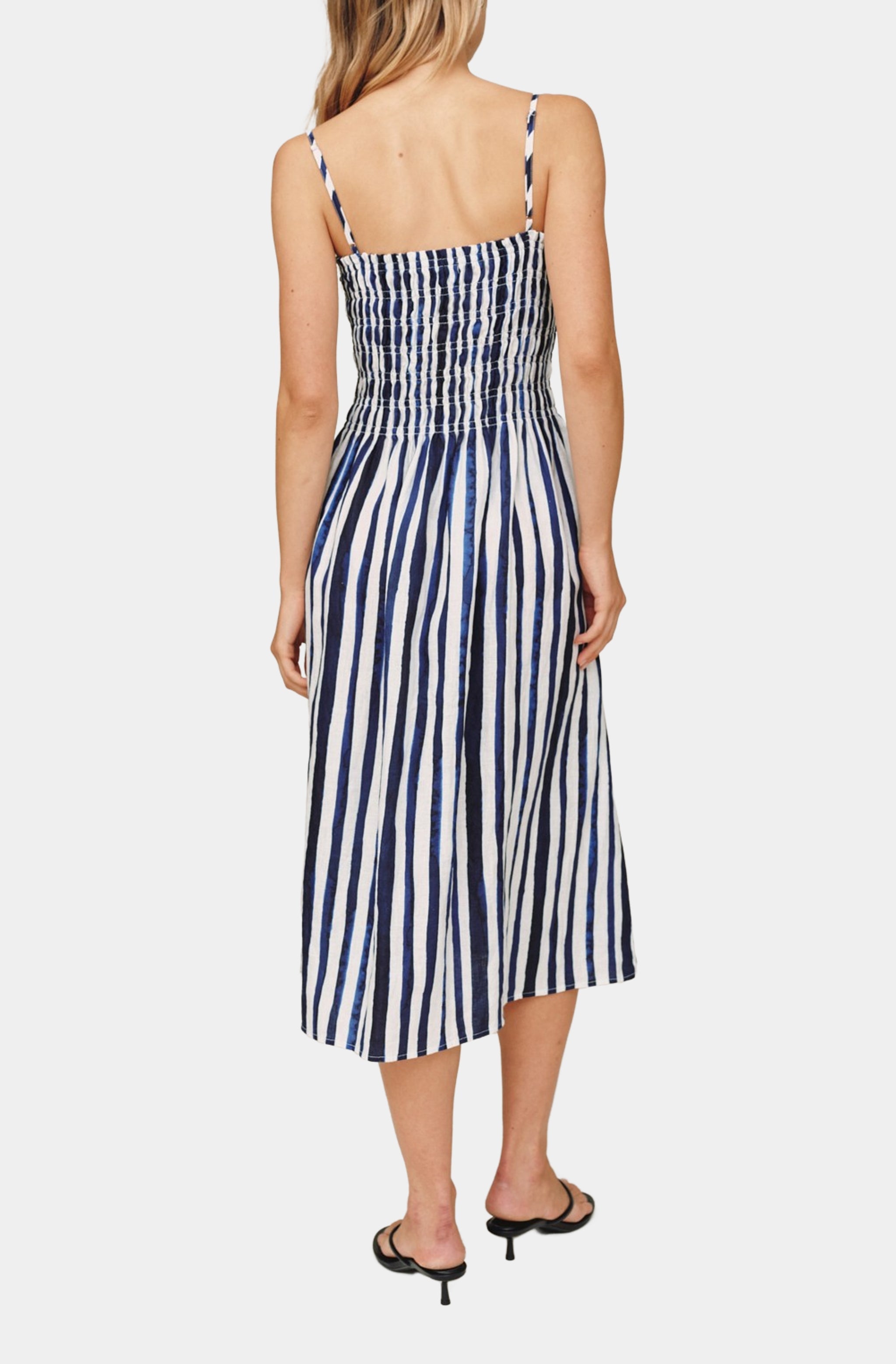 Smocked Midi Dress | Painted Tides Stripe | XS | Bella Dahl