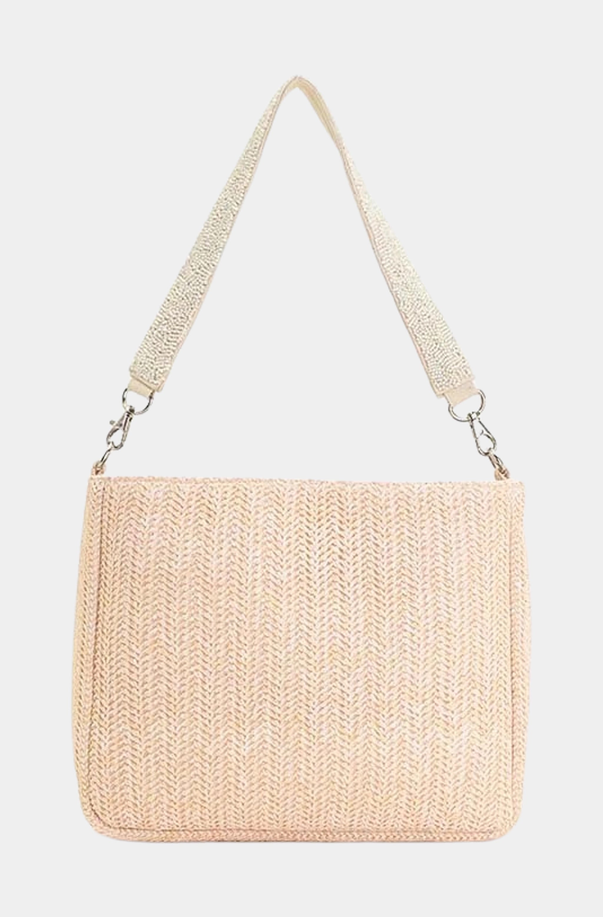 Embellished Shells and Raffia Bucket Bag