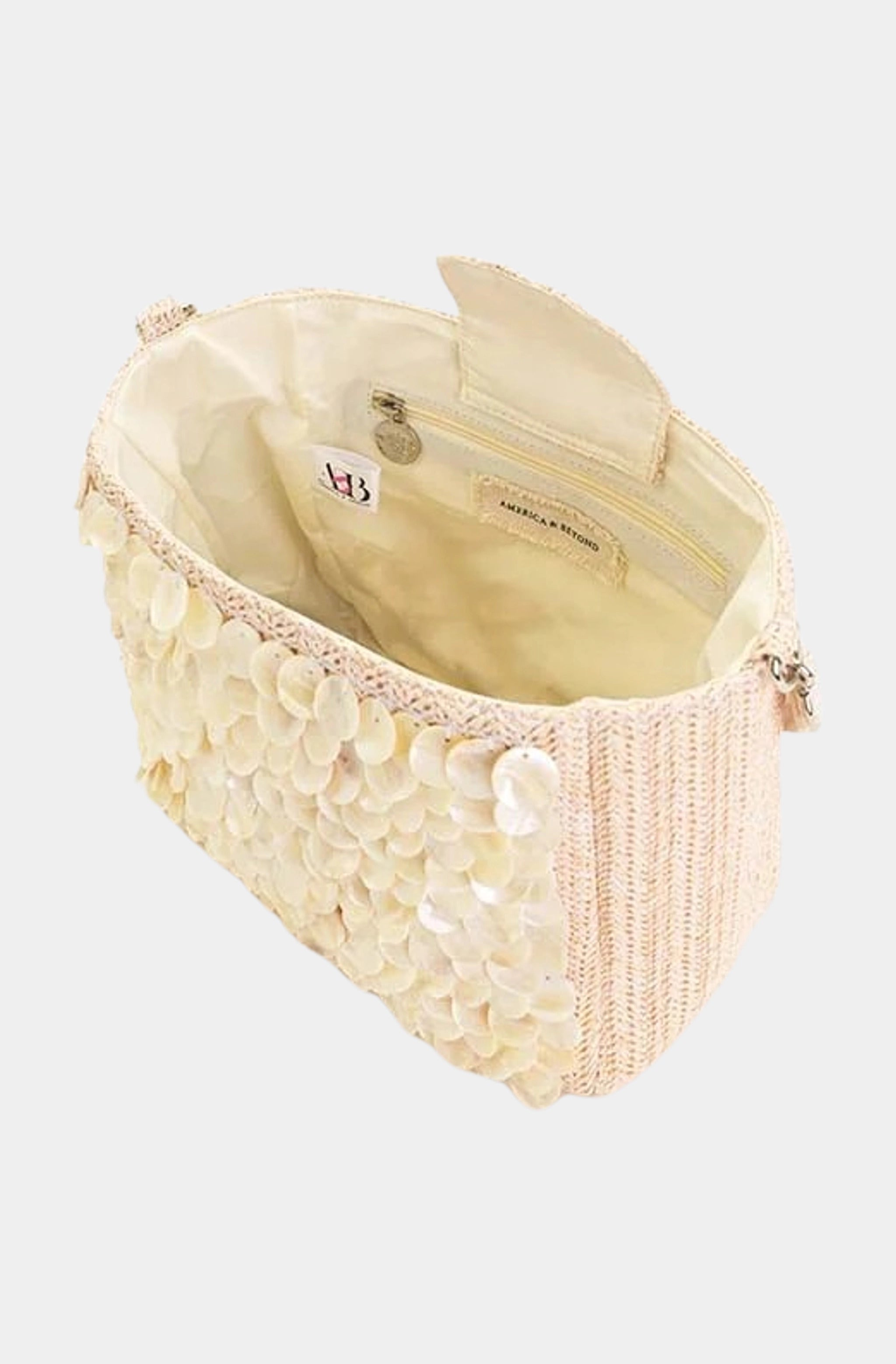 Embellished Shells and Raffia Bucket Bag