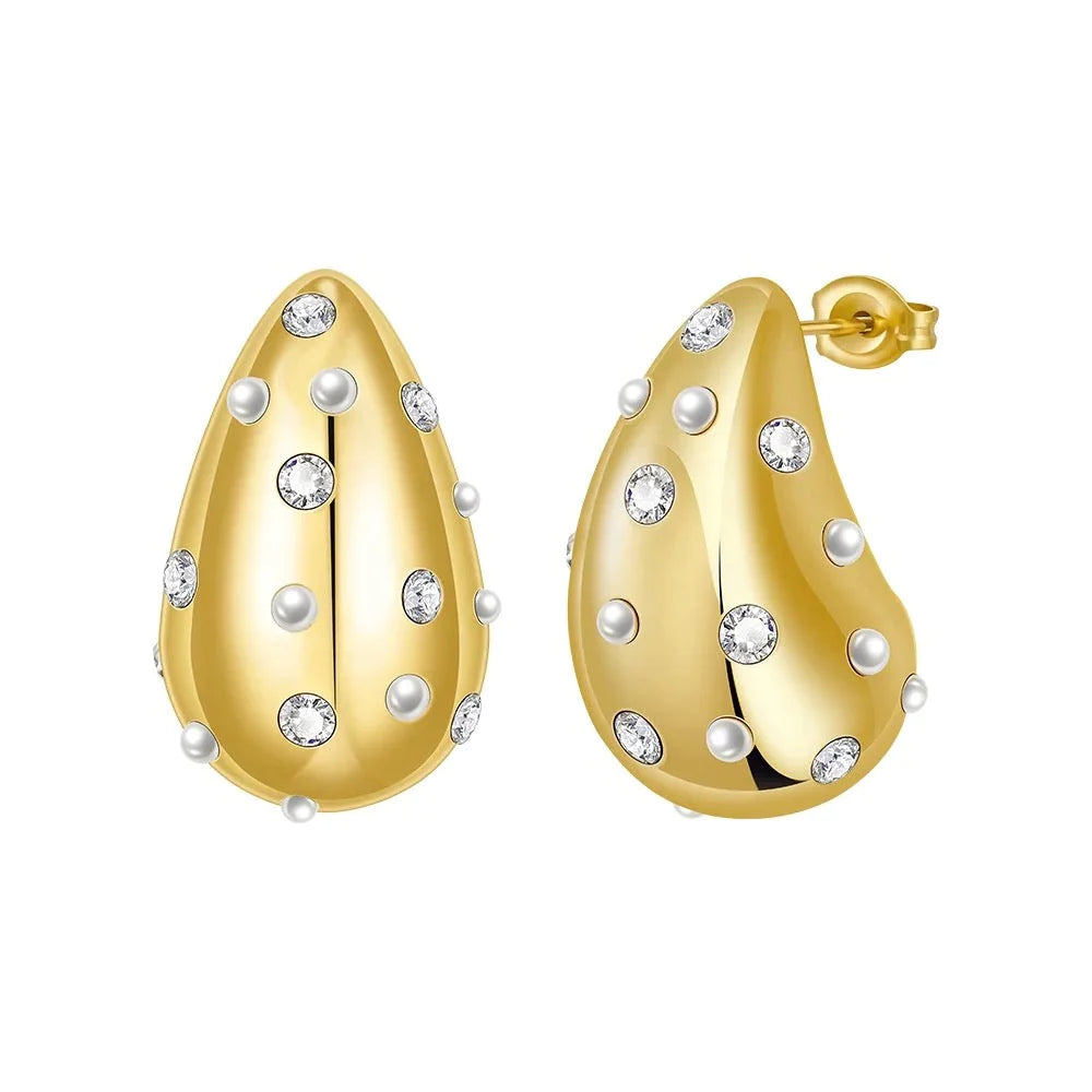 Raindrop CZ Pearl Earring