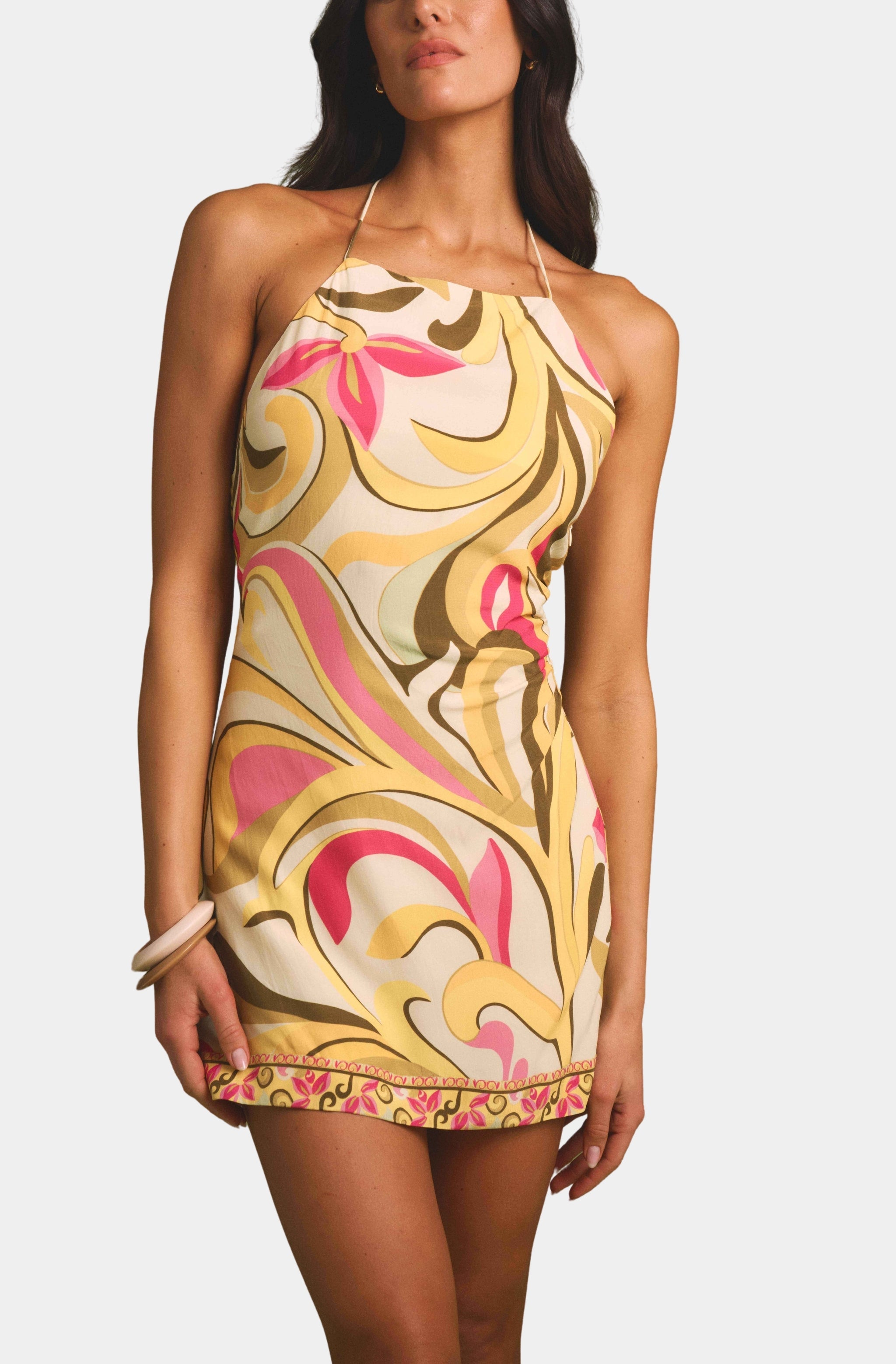 Ruched Bias Mini Dress – Hemline River Oaks