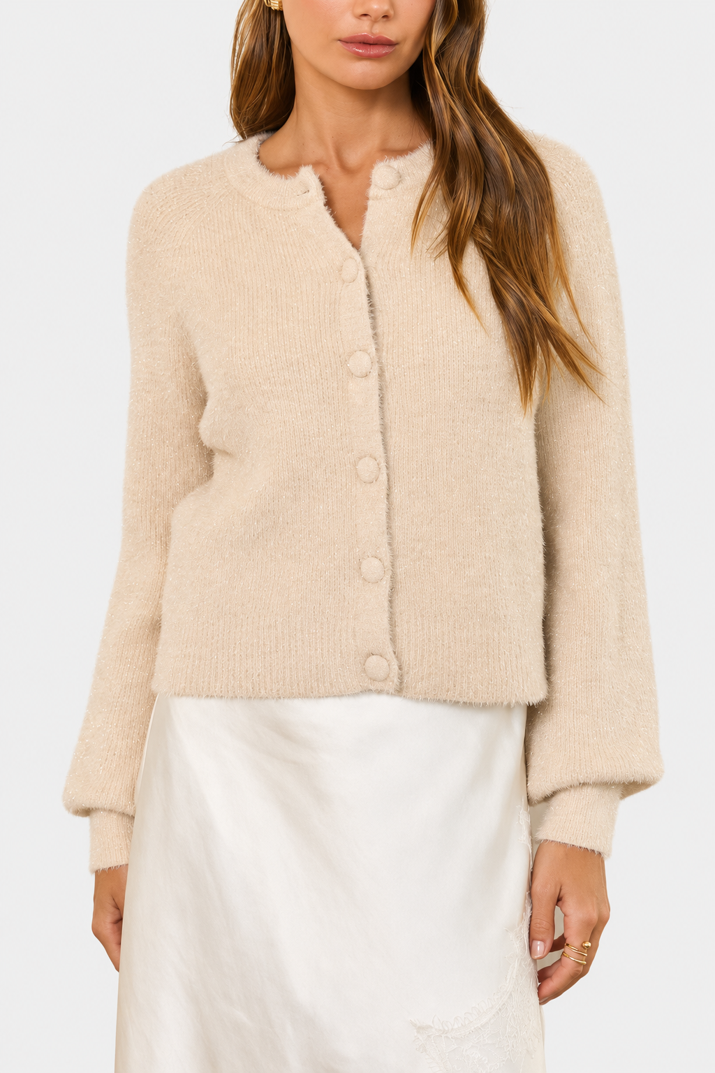 Hausen Clemence Cardigan in Champagne, style 26022