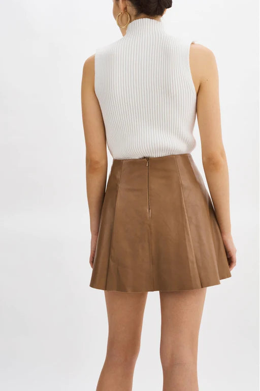 Rhonda Leather Pleated Mini Skirt